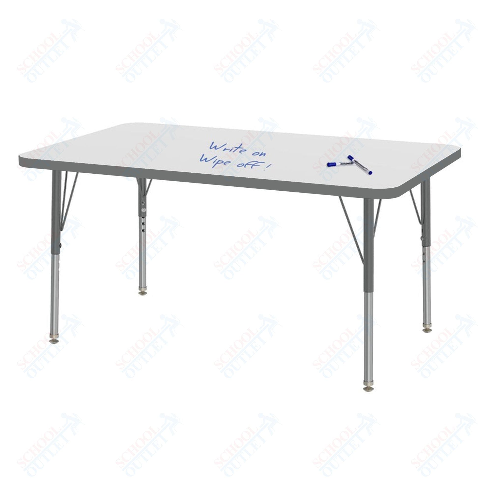 Marco MG2200 Series Rectangle Preschool Table w/ Dry Erase Top 30" x 48" Adj Height 16" - 24" (MG2236 - DA) - SchoolOutlet