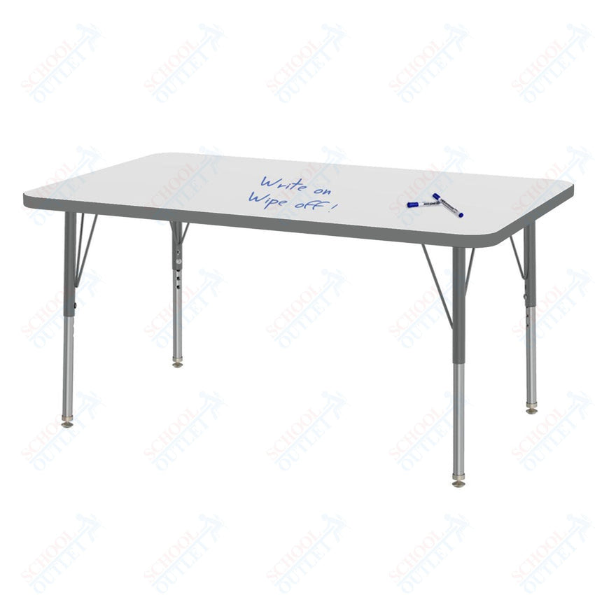 Marco MG2200 Series Rectangle Preschool Table w/ Dry Erase Top 30" x 48" Adj Height 16" - 24" (MG2236 - DA) - SchoolOutlet