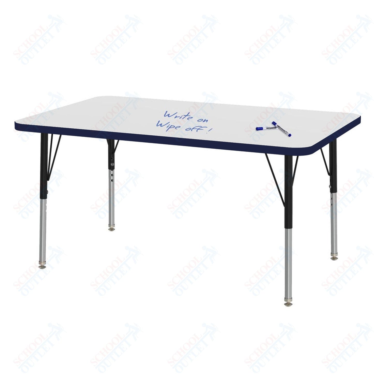 Marco MG2200 Series Rectangle Preschool Table w/ Dry Erase Top 30" x 48" Adj Height 16" - 24" (MG2236 - DA) - SchoolOutlet