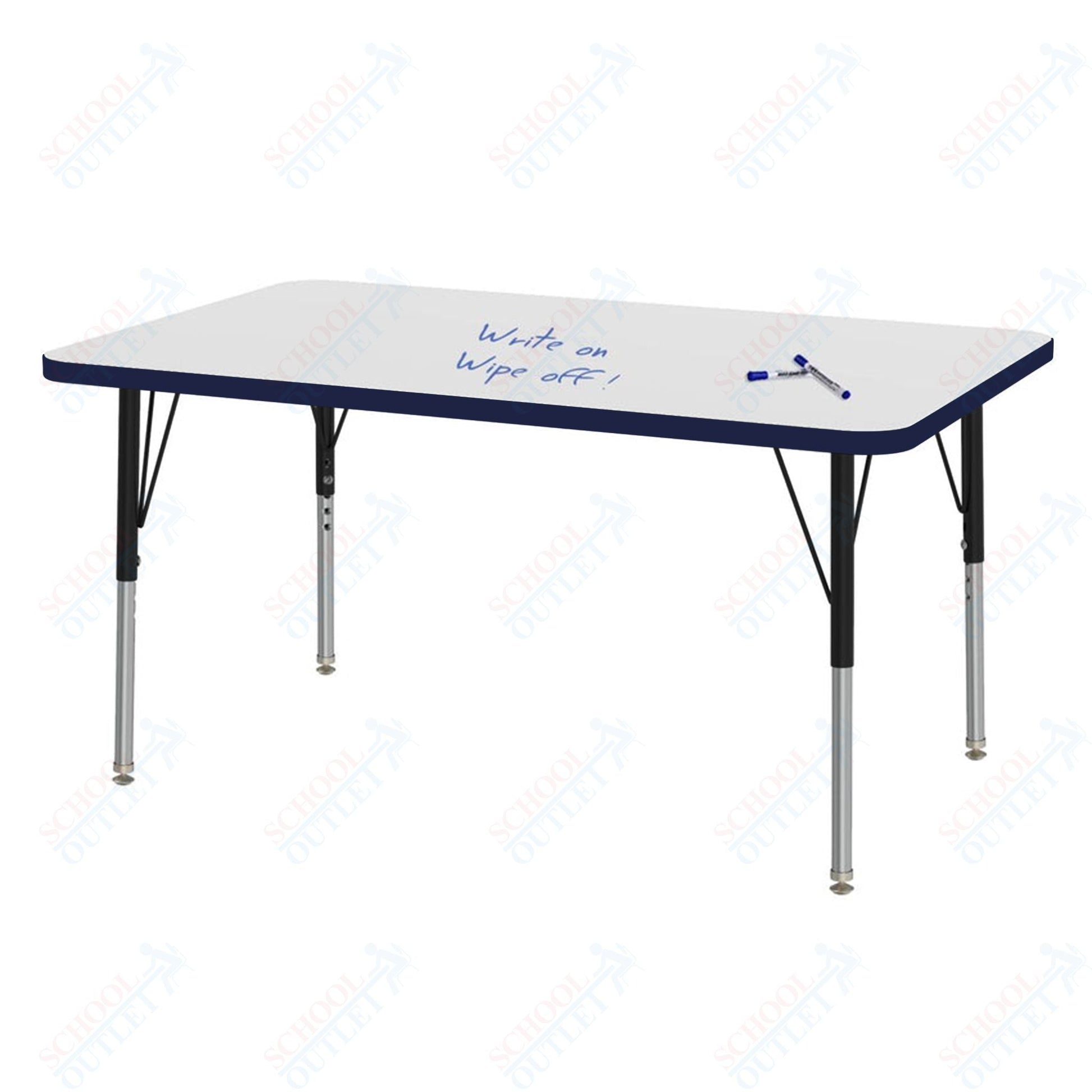 Marco MG2200 Series Rectangle Preschool Table w/ Dry Erase Top 30" x 48" Adj Height 16" - 24" (MG2236 - DA) - SchoolOutlet