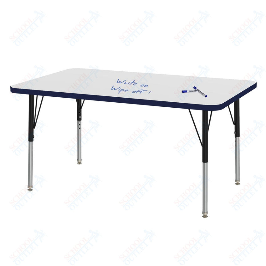 Marco MG2200 Series Rectangle Preschool Table w/ Dry Erase Top 30" x 48" Adj Height 16" - 24" (MG2236 - DA) - SchoolOutlet