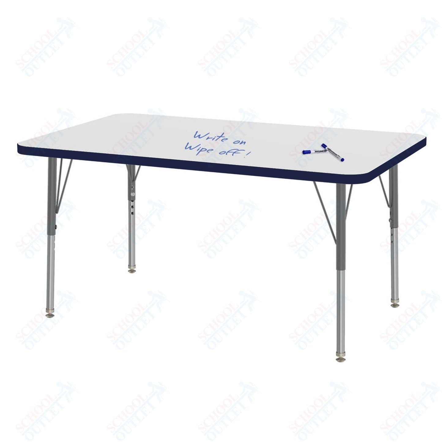 Marco MG2200 Series Rectangle Preschool Table w/ Dry Erase Top 30" x 48" Adj Height 16" - 24" (MG2236 - DA) - SchoolOutlet