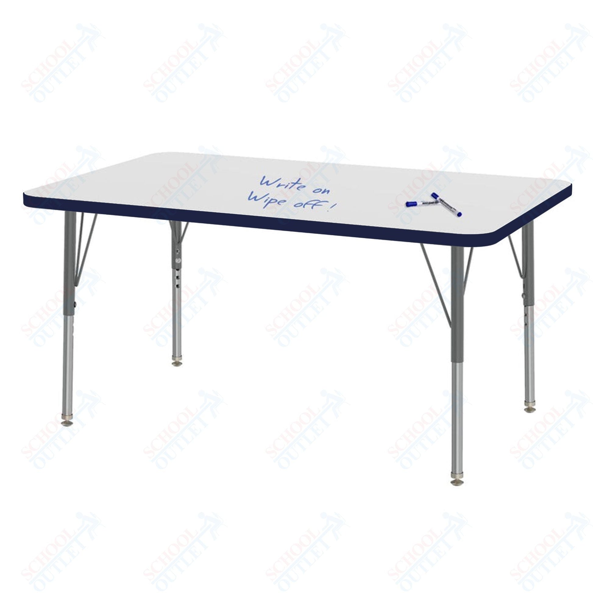 Marco MG2200 Series Rectangle Preschool Table w/ Dry Erase Top 30" x 48" Adj Height 16" - 24" (MG2236 - DA) - SchoolOutlet