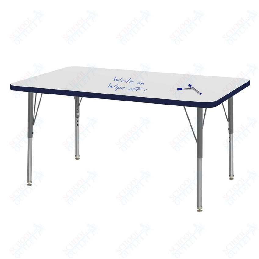 Marco MG2200 Series Rectangle Preschool Table w/ Dry Erase Top 30" x 48" Adj Height 16" - 24" (MG2236 - DA) - SchoolOutlet