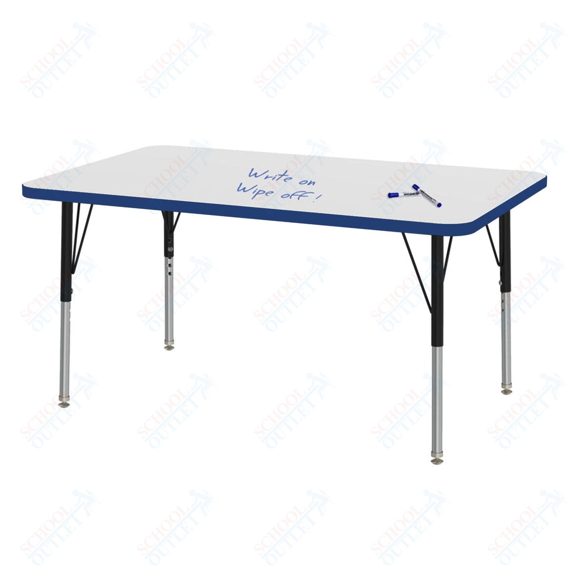 Marco MG2200 Series Rectangle Preschool Table w/ Dry Erase Top 30" x 48" Adj Height 16" - 24" (MG2236 - DA) - SchoolOutlet