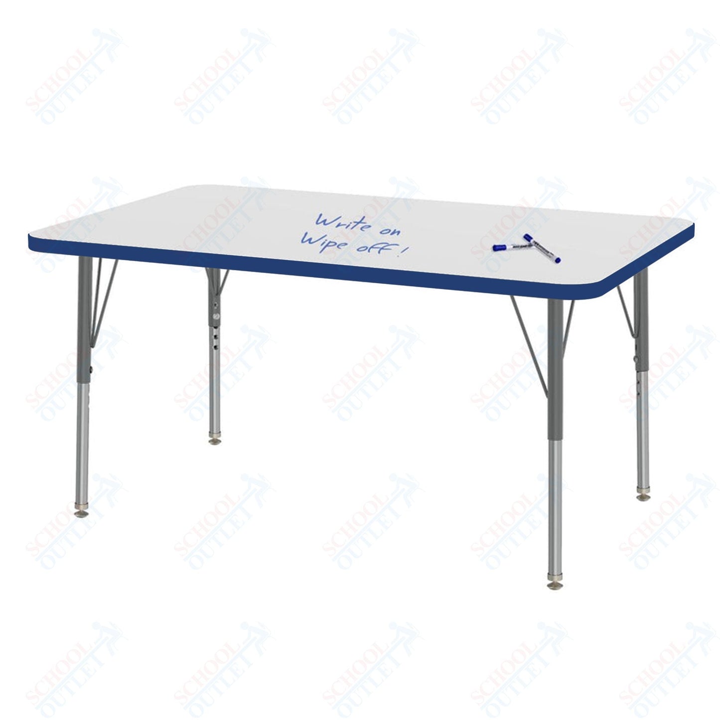 Marco MG2200 Series Rectangle Preschool Table w/ Dry Erase Top 30" x 48" Adj Height 16" - 24" (MG2236 - DA) - SchoolOutlet