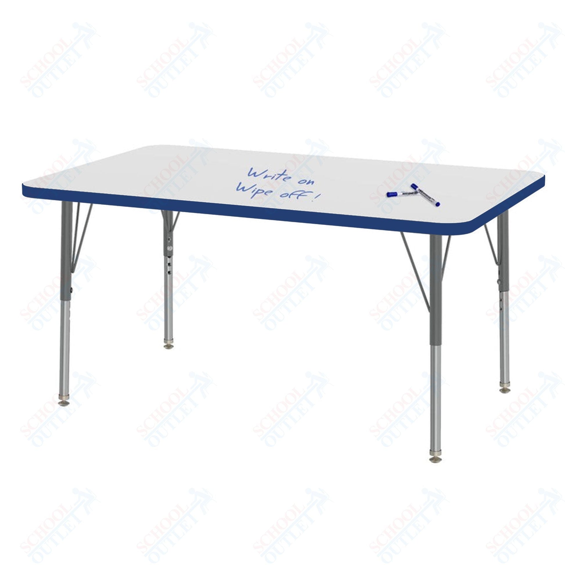 Marco MG2200 Series Rectangle Preschool Table w/ Dry Erase Top 30" x 48" Adj Height 16" - 24" (MG2236 - DA) - SchoolOutlet
