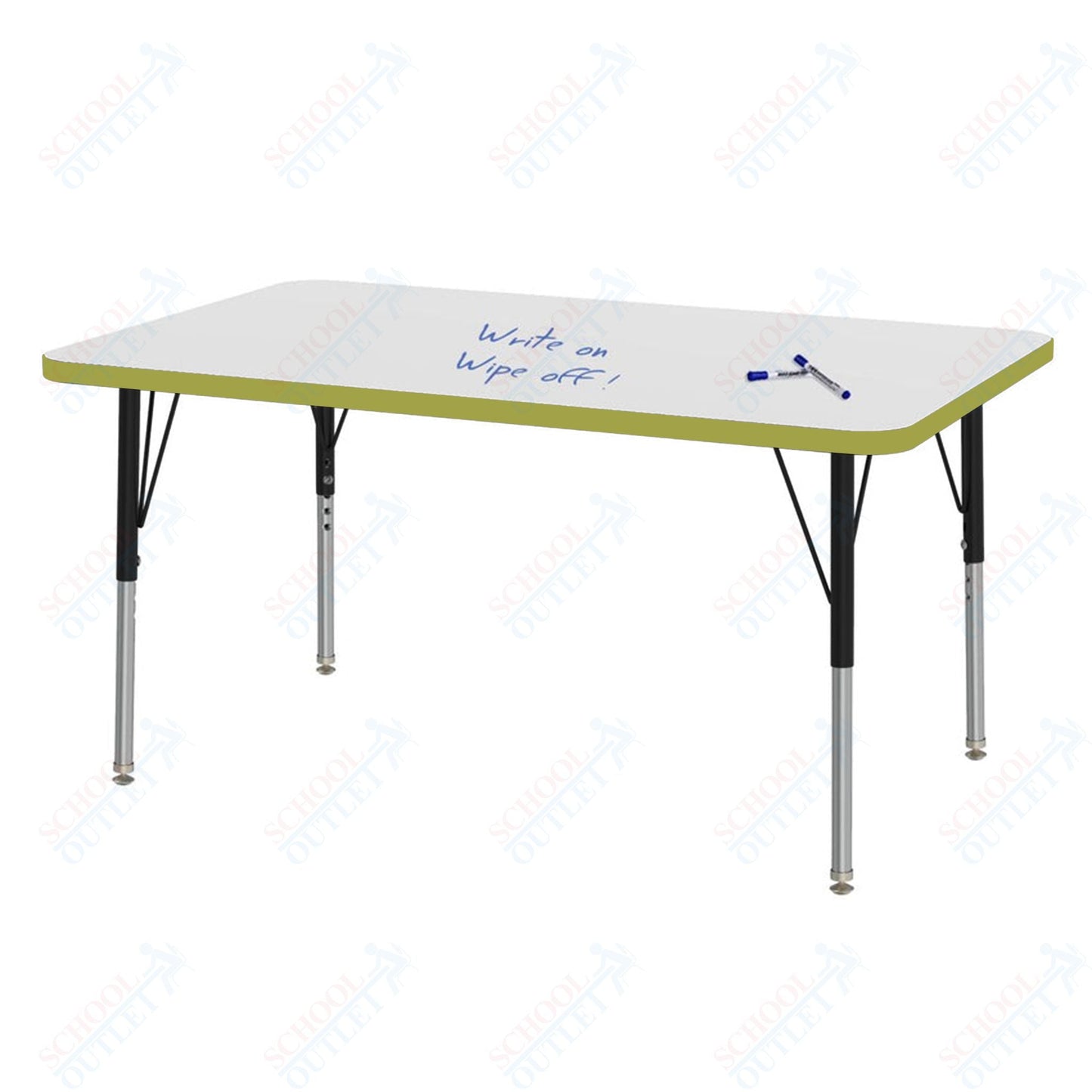 Marco MG2200 Series Rectangle Preschool Table w/ Dry Erase Top 30" x 48" Adj Height 16" - 24" (MG2236 - DA) - SchoolOutlet