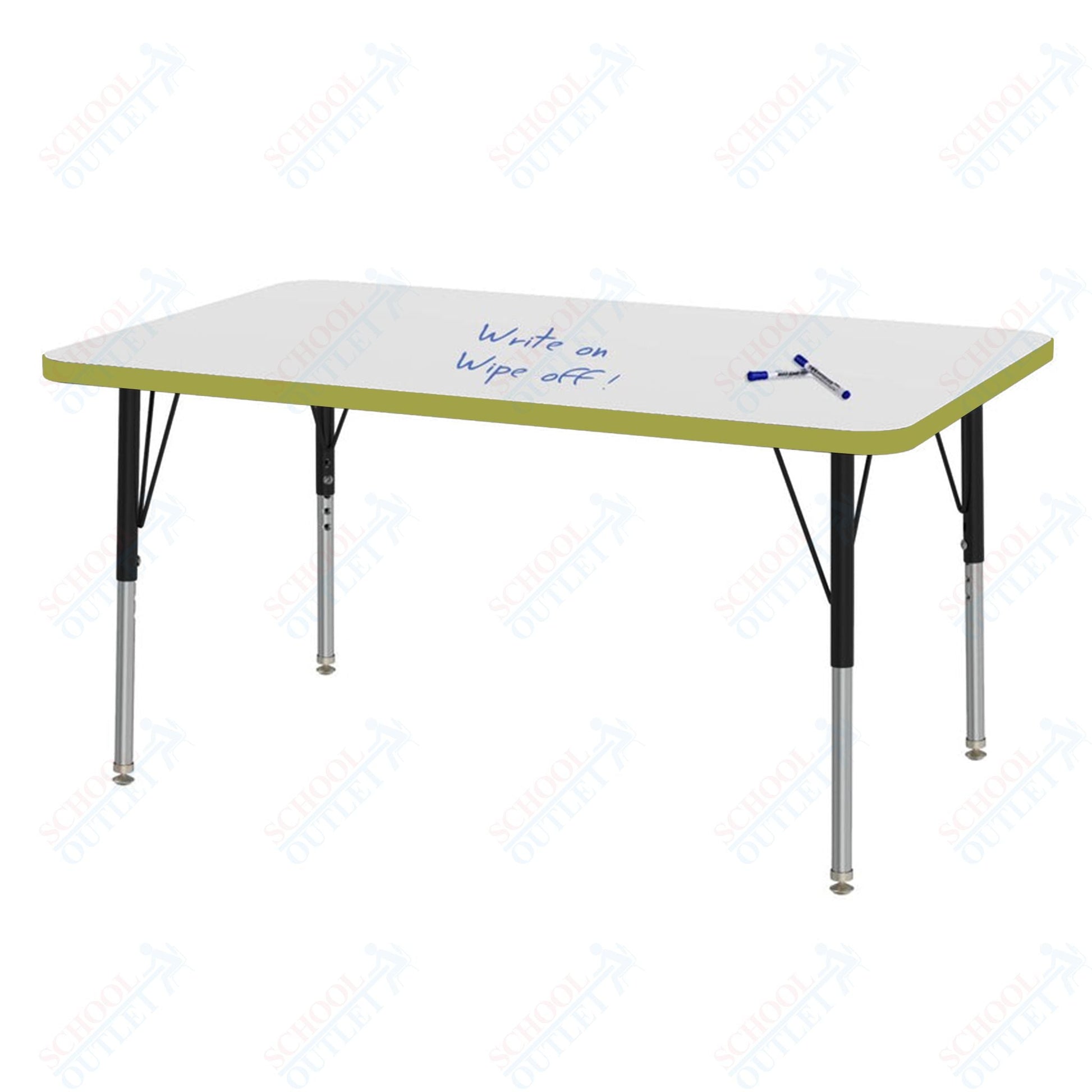 Marco MG2200 Series Rectangle Preschool Table w/ Dry Erase Top 30" x 48" Adj Height 16" - 24" (MG2236 - DA) - SchoolOutlet