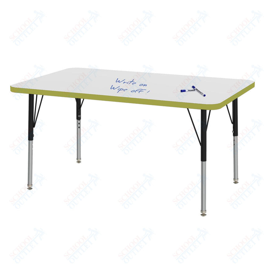 Marco MG2200 Series Rectangle Preschool Table w/ Dry Erase Top 30" x 48" Adj Height 16" - 24" (MG2236 - DA) - SchoolOutlet