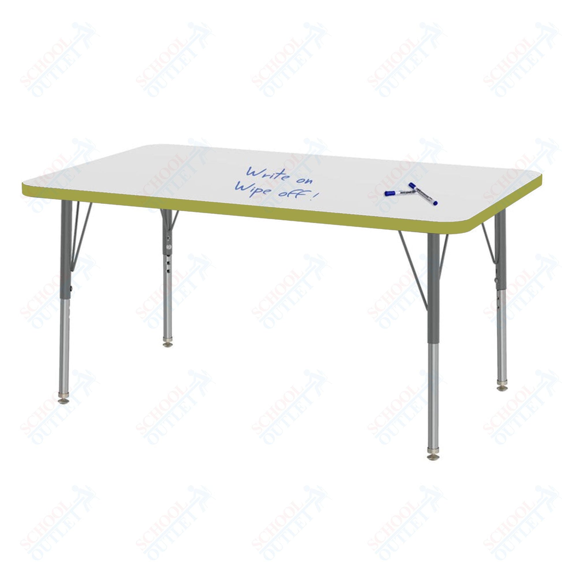Marco MG2200 Series Rectangle Preschool Table w/ Dry Erase Top 30" x 48" Adj Height 16" - 24" (MG2236 - DA) - SchoolOutlet