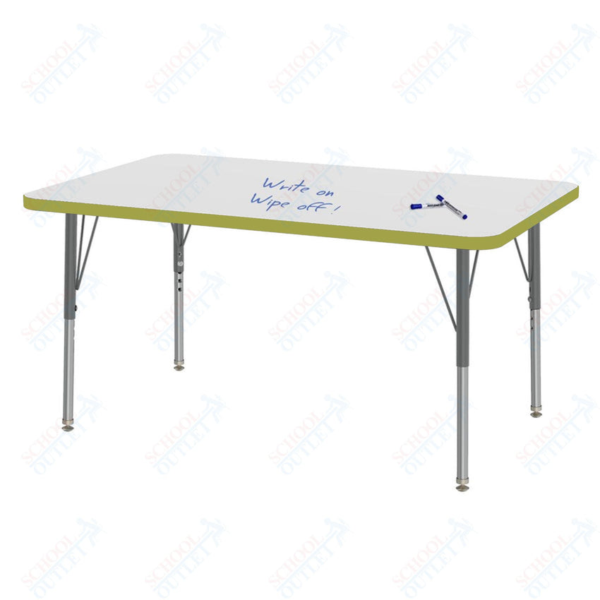 Marco MG2200 Series Rectangle Preschool Table w/ Dry Erase Top 30" x 48" Adj Height 16" - 24" (MG2236 - DA) - SchoolOutlet
