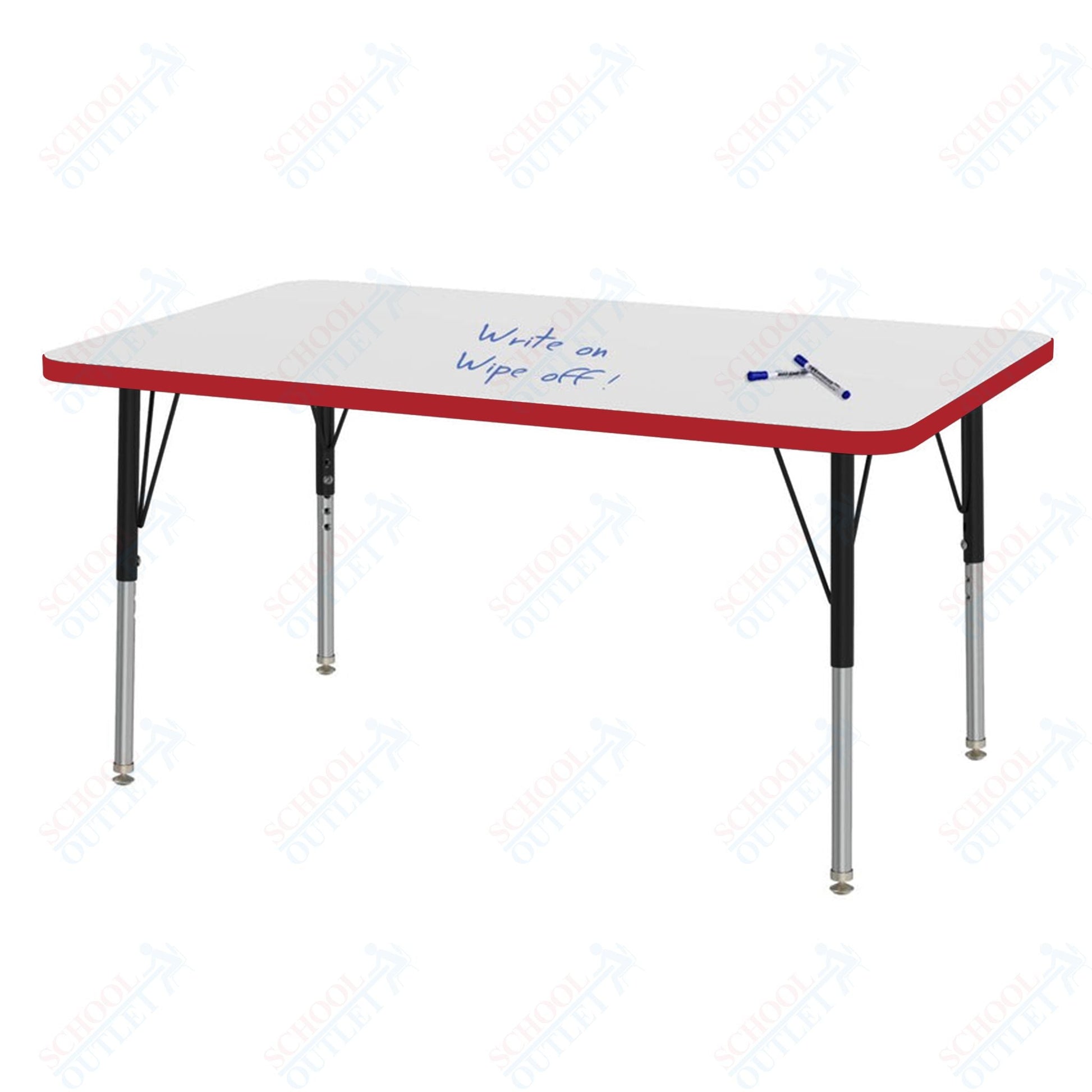 Marco MG2200 Series Rectangle Preschool Table w/ Dry Erase Top 30" x 48" Adj Height 16" - 24" (MG2236 - DA) - SchoolOutlet