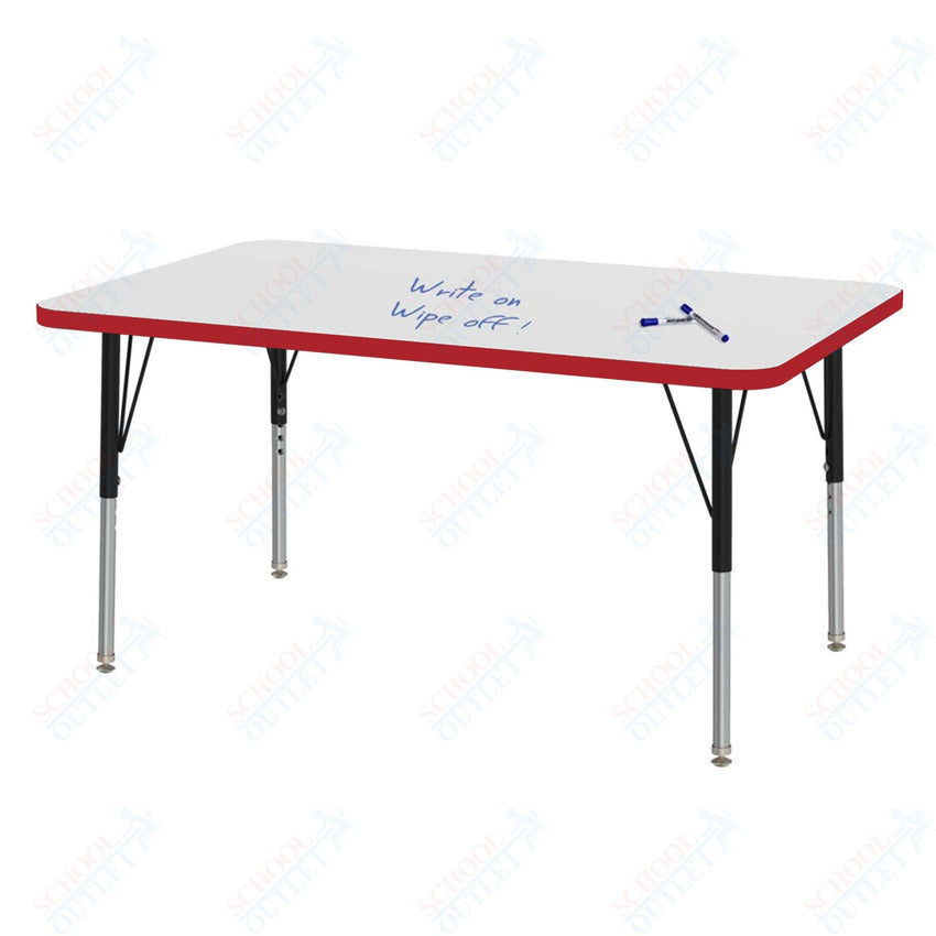 Marco MG2200 Series Rectangle Preschool Table w/ Dry Erase Top 30" x 48" Adj Height 16" - 24" (MG2236 - DA) - SchoolOutlet