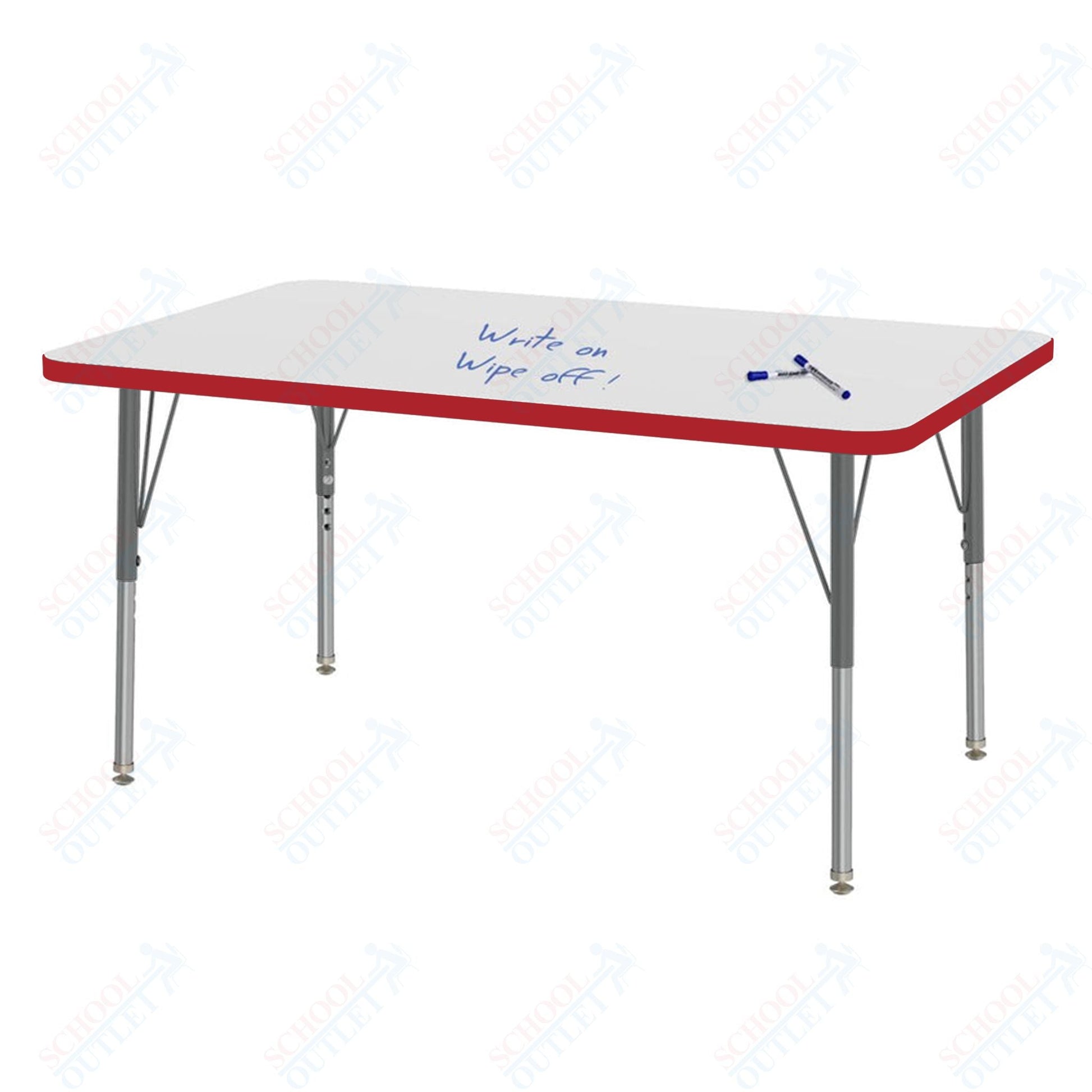 Marco MG2200 Series Rectangle Preschool Table w/ Dry Erase Top 30" x 48" Adj Height 16" - 24" (MG2236 - DA) - SchoolOutlet