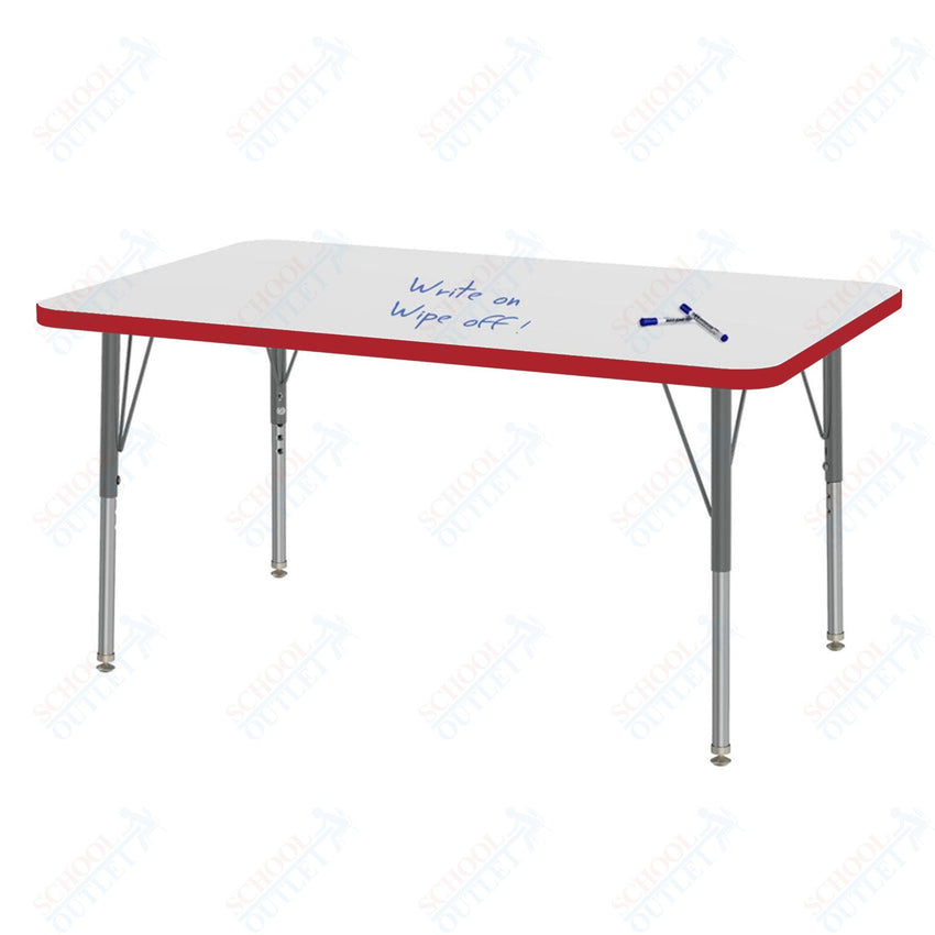 Marco MG2200 Series Rectangle Preschool Table w/ Dry Erase Top 30" x 48" Adj Height 16" - 24" (MG2236 - DA) - SchoolOutlet