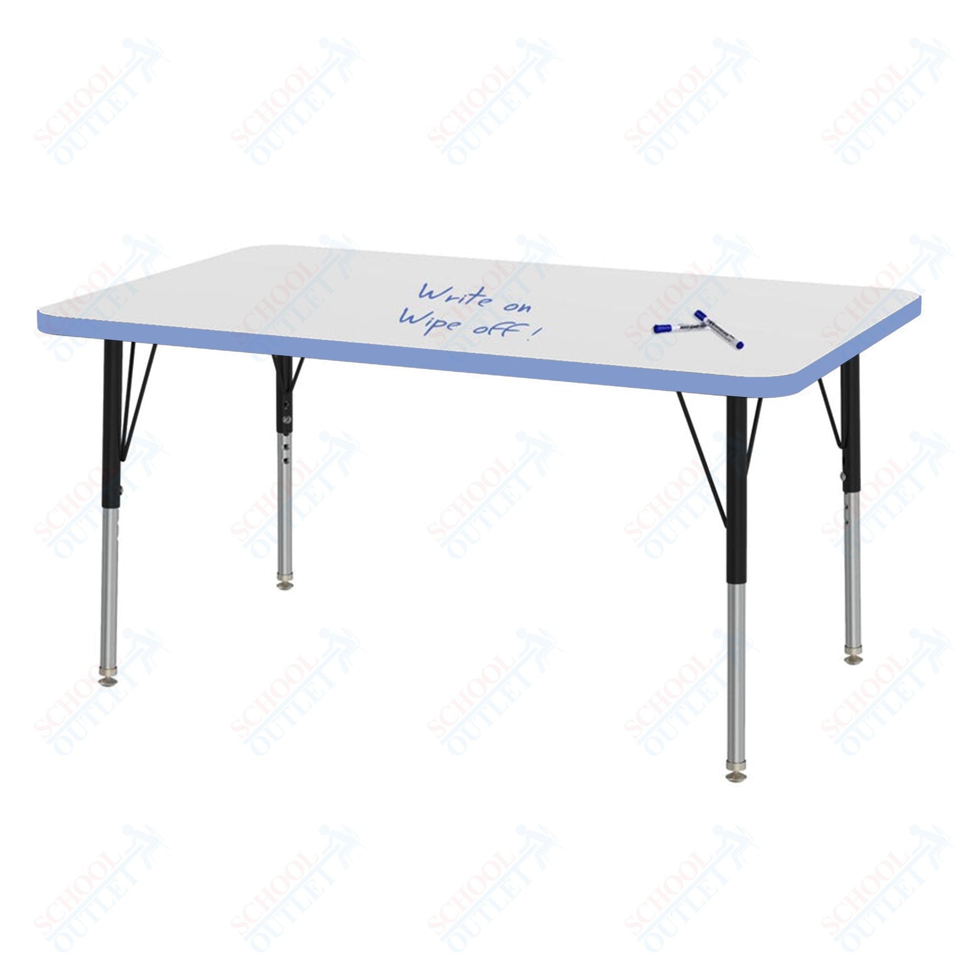 Marco MG2200 Series Rectangle Preschool Table w/ Dry Erase Top 30" x 48" Adj Height 16" - 24" (MG2236 - DA) - SchoolOutlet