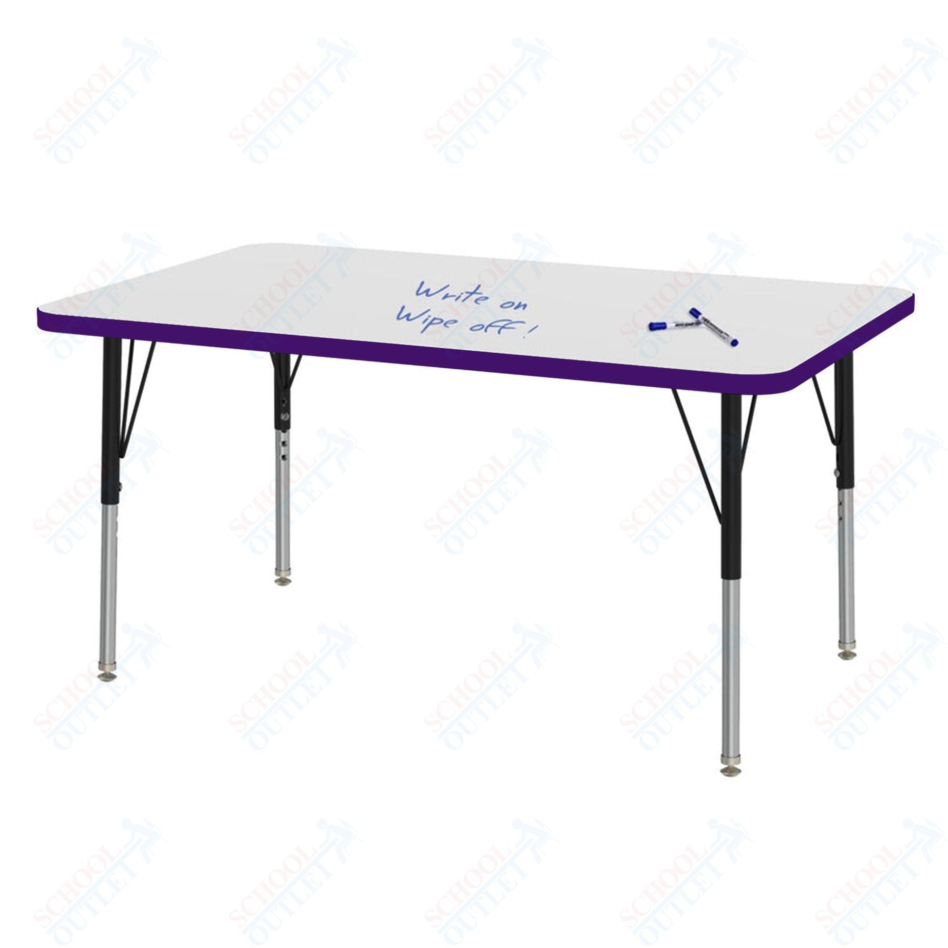 Marco MG2200 Series Rectangle Activity Table w/ Dry Erase Top 30" x 48" Adj Height 21" - 30" (MG2236 - DB) - SchoolOutlet