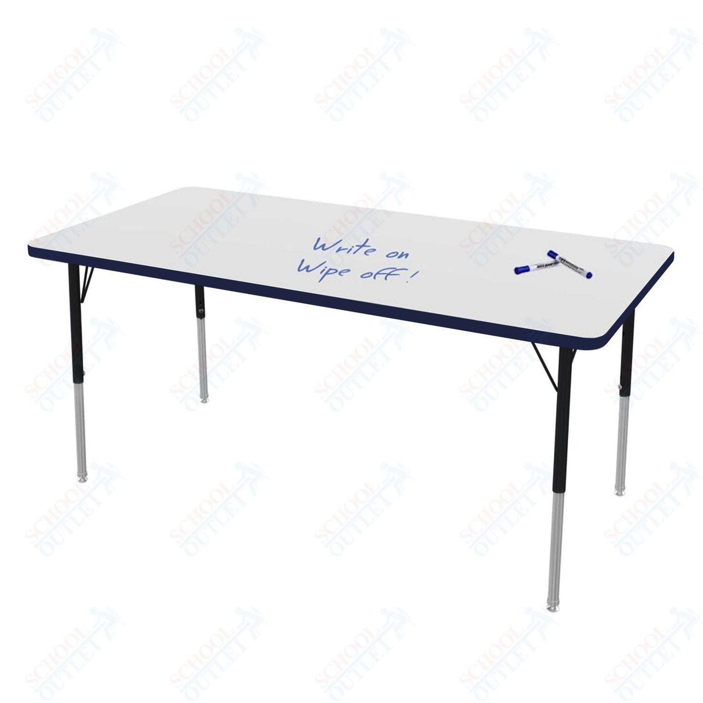 Marco MG2200 Series Rectangle Preschool Table w/ Dry Erase Top 30" x 60" Adj Height 16" - 24" (MG2237 - DA) - SchoolOutlet
