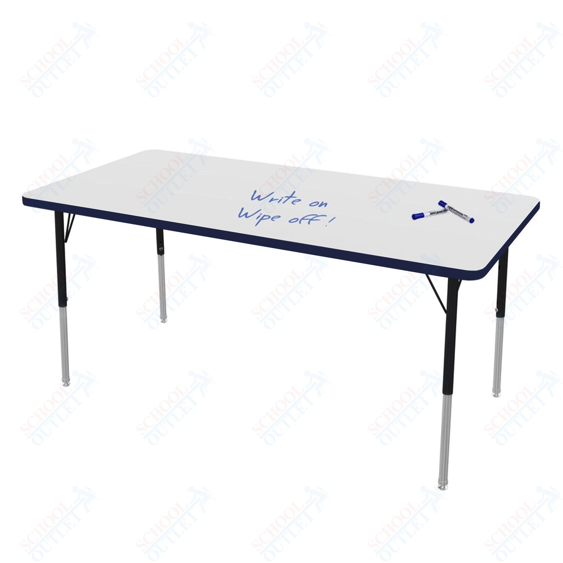 Marco MG2200 Series Rectangle Preschool Table w/ Dry Erase Top 30" x 60" Adj Height 16" - 24" (MG2237 - DA) - SchoolOutlet