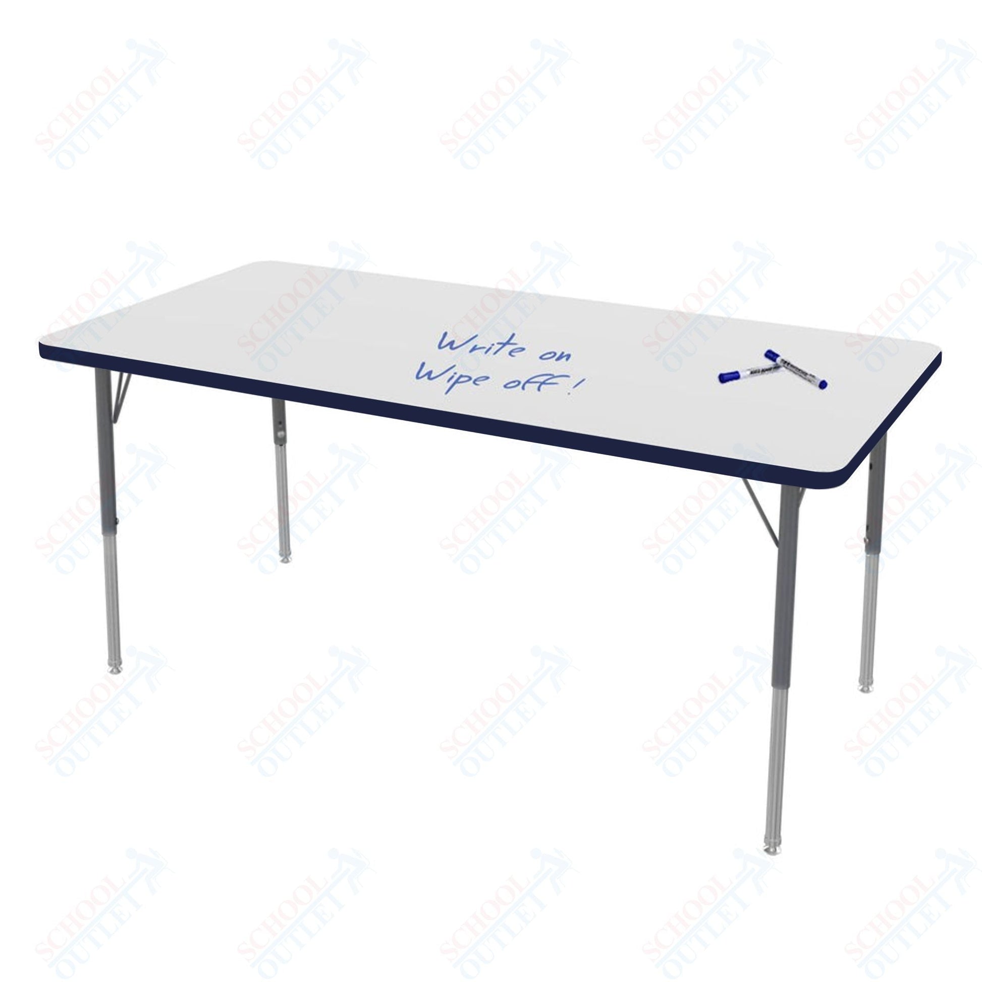 Marco MG2200 Series Rectangle Preschool Table w/ Dry Erase Top 30" x 60" Adj Height 16" - 24" (MG2237 - DA) - SchoolOutlet