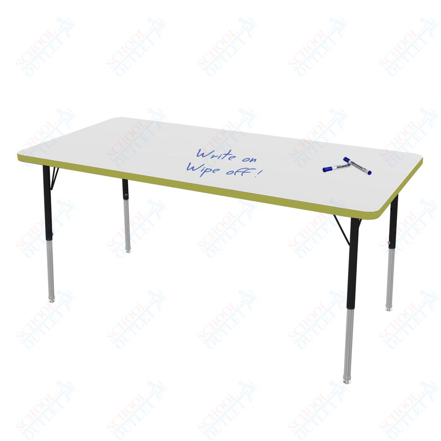 Marco MG2200 Series Rectangle Preschool Table w/ Dry Erase Top 30" x 60" Adj Height 16" - 24" (MG2237 - DA) - SchoolOutlet