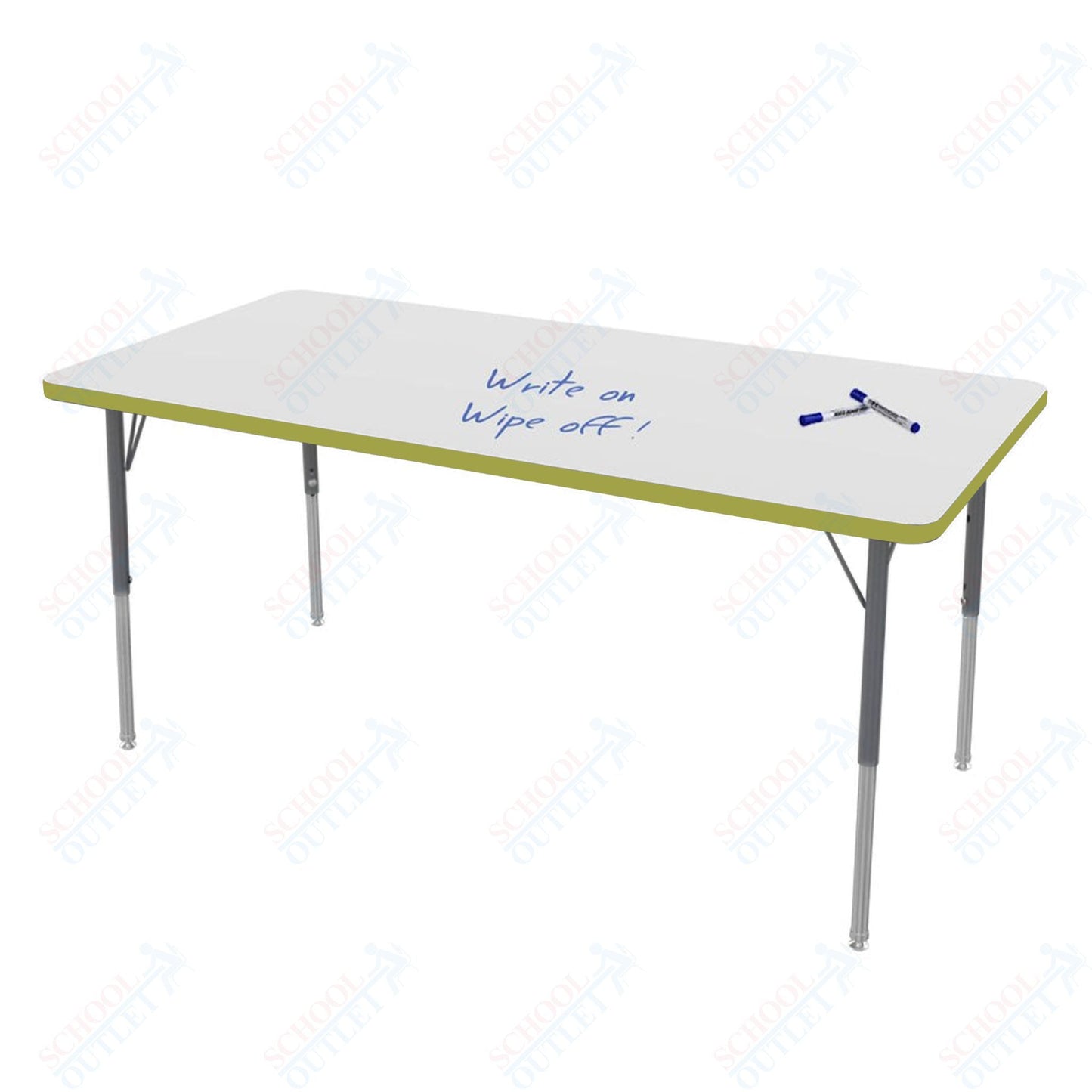 Marco MG2200 Series Rectangle Preschool Table w/ Dry Erase Top 30" x 60" Adj Height 16" - 24" (MG2237 - DA) - SchoolOutlet