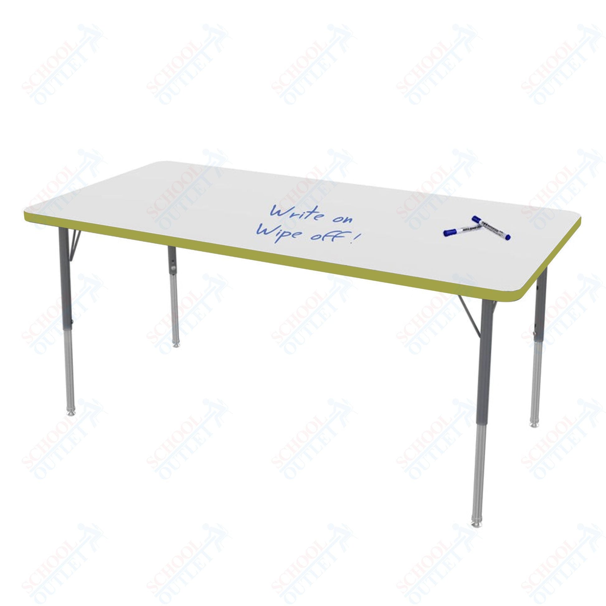 Marco MG2200 Series Rectangle Preschool Table w/ Dry Erase Top 30" x 60" Adj Height 16" - 24" (MG2237 - DA) - SchoolOutlet