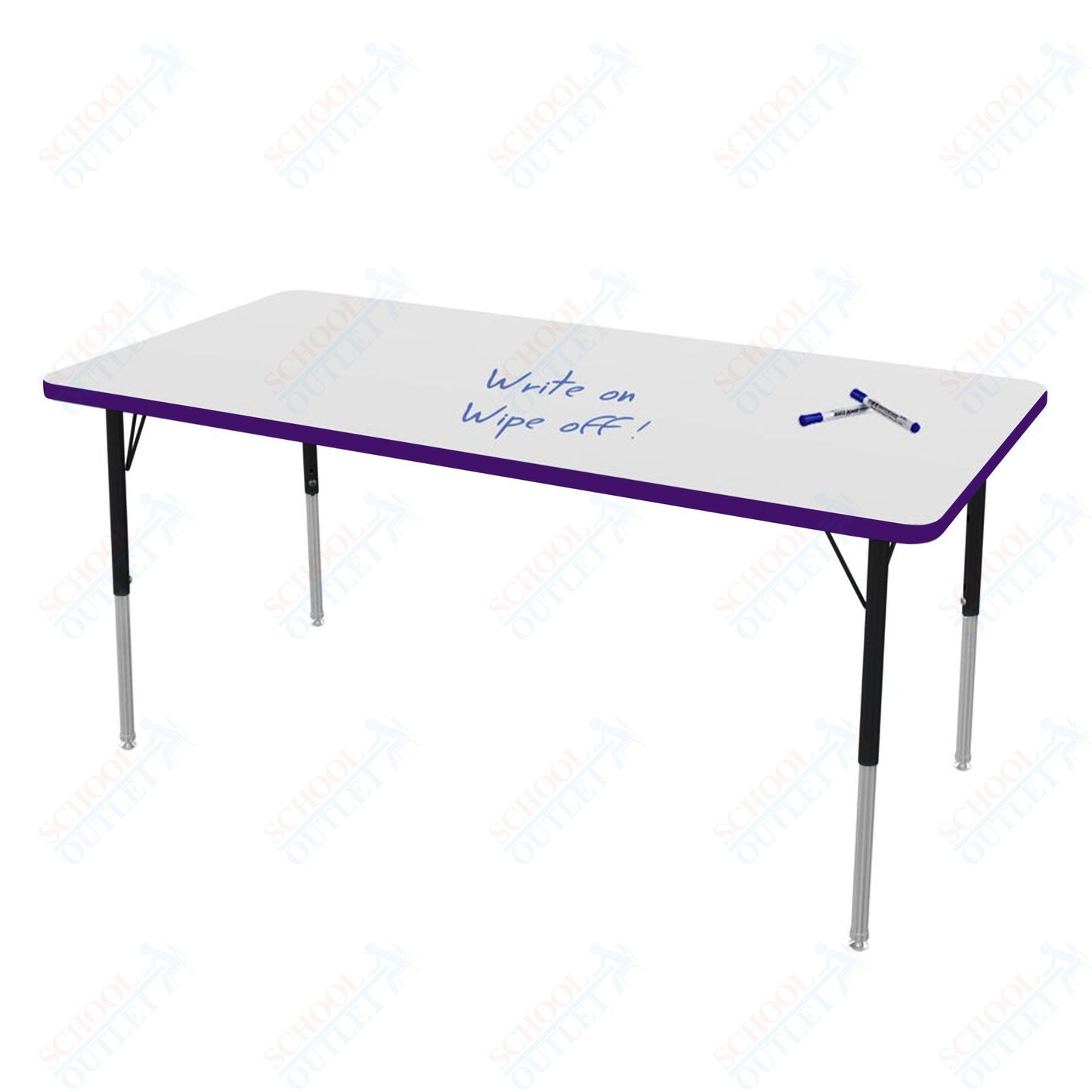 Marco MG2200 Series Rectangle Activity Table w/ Dry Erase Top 30" x 60" Adj Height 21" - 30" (MG2237 - DB) - SchoolOutlet