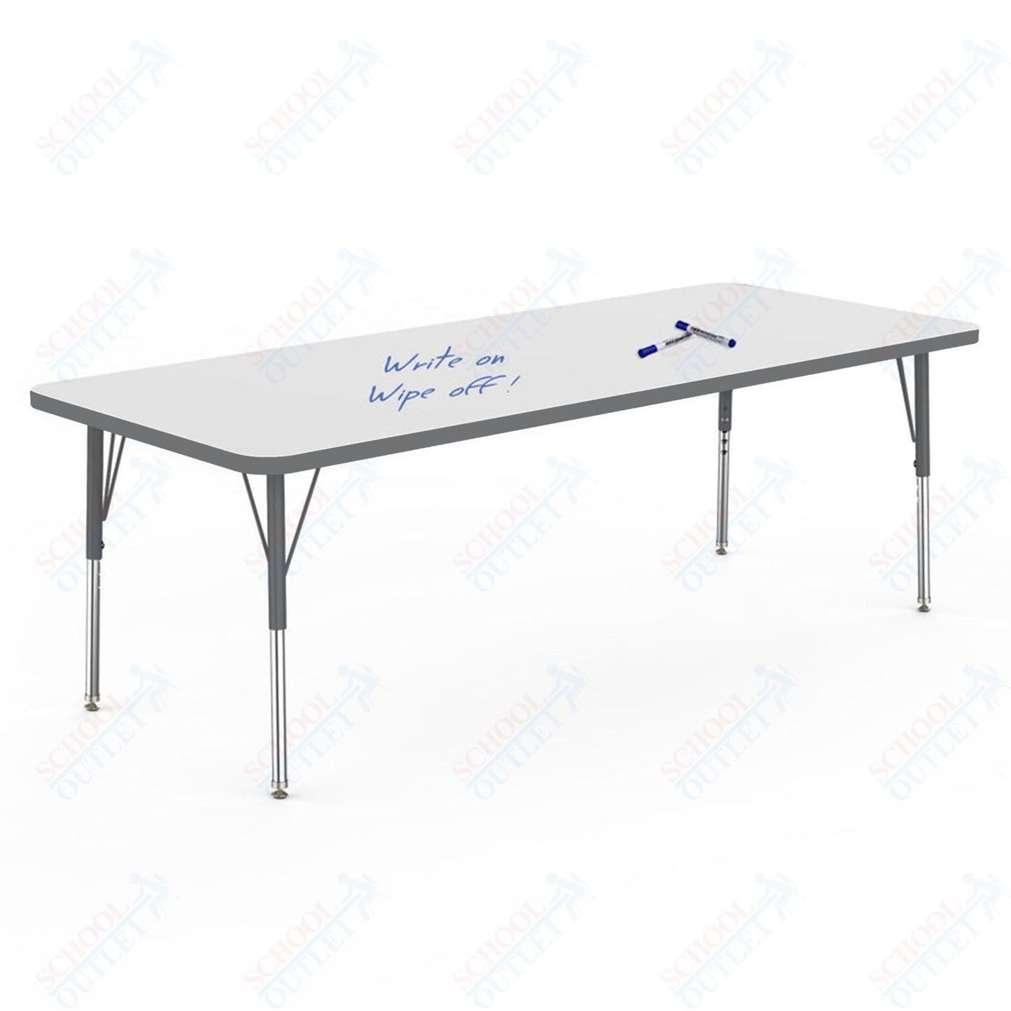 Marco MG2200 Series Rectangle Preschool Table w/ Dry Erase Top 30" x 72" Adj Height 16" - 24" (MG2238 - DA) - SchoolOutlet