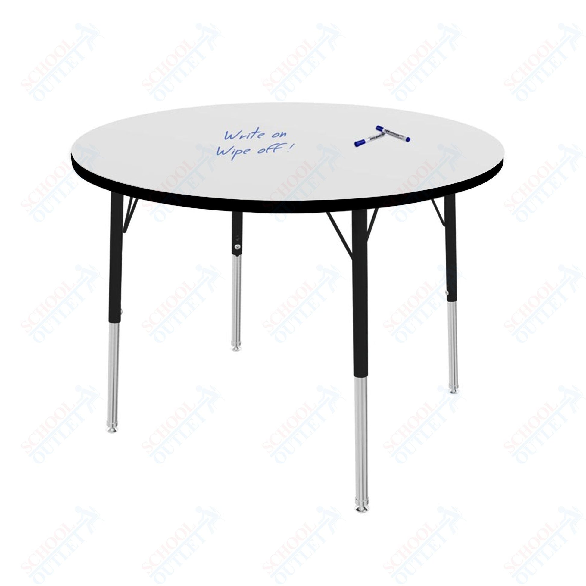 Marco MG2200 Series 36" Round Preschool Table w/ Dry Erase Top Adj Height 16" - 24" (MG2244 - DA) - SchoolOutlet