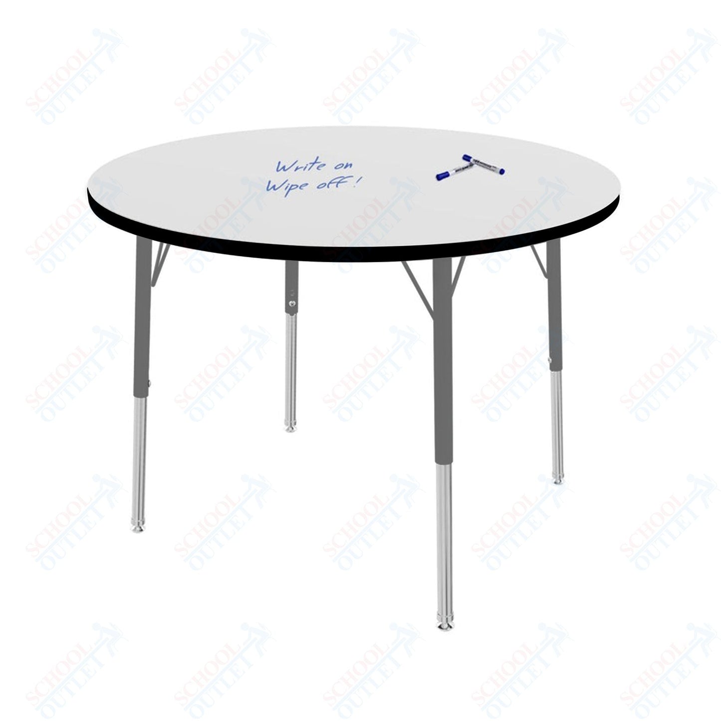 Marco MG2200 Series 36" Round Preschool Table w/ Dry Erase Top Adj Height 16" - 24" (MG2244 - DA) - SchoolOutlet