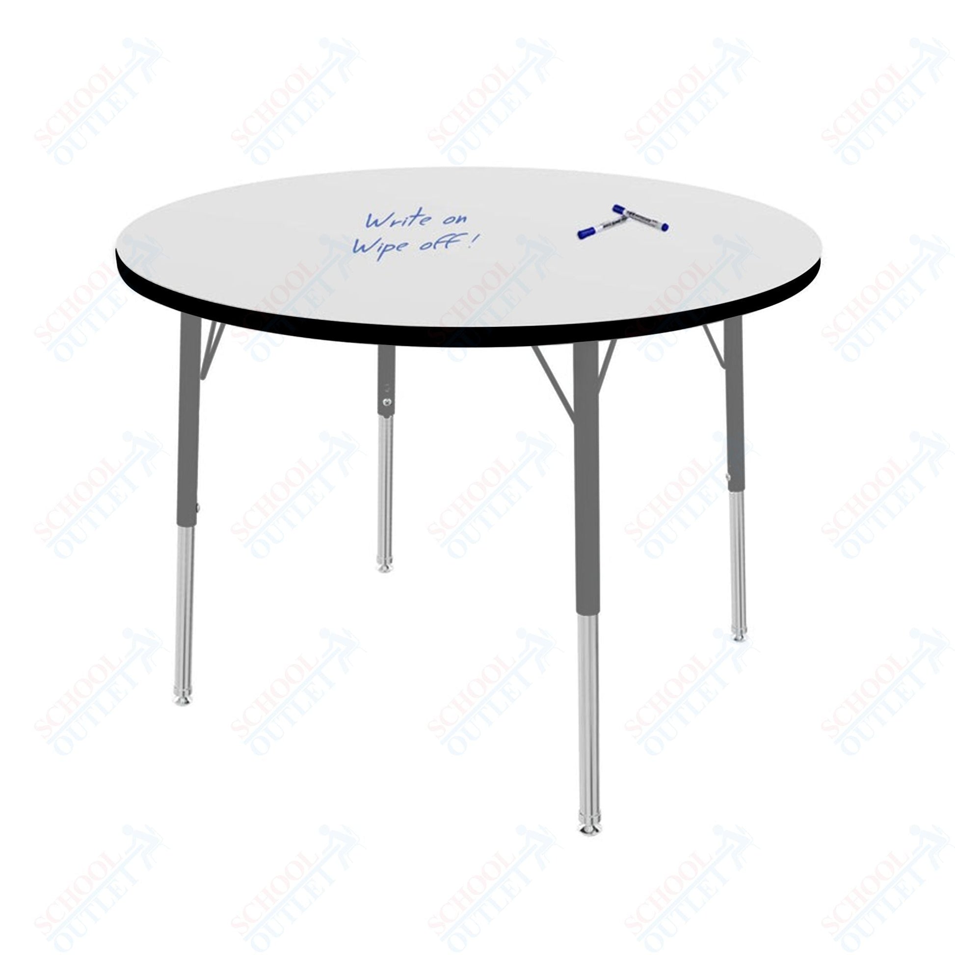 Marco MG2200 Series 36" Round Preschool Table w/ Dry Erase Top Adj Height 16" - 24" (MG2244 - DA) - SchoolOutlet