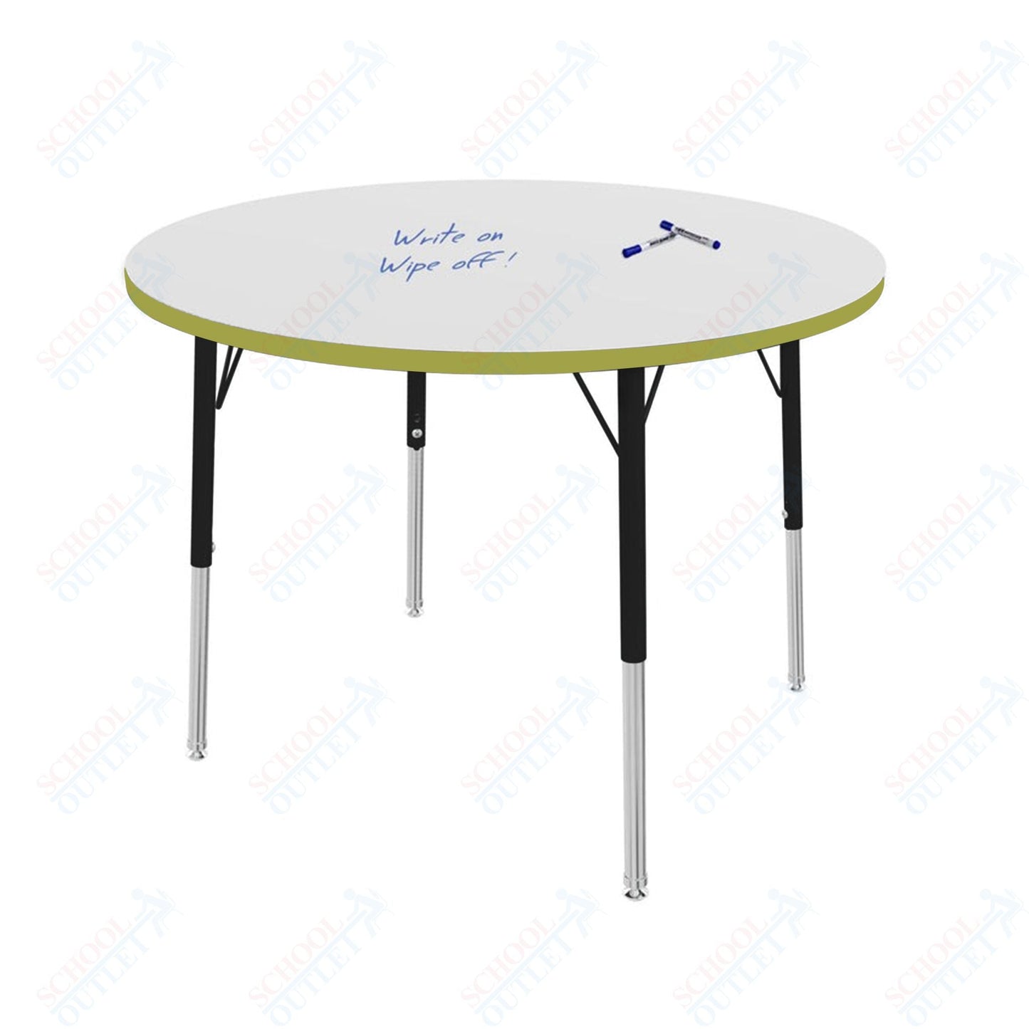 Marco MG2200 Series 36" Round Preschool Table w/ Dry Erase Top Adj Height 16" - 24" (MG2244 - DA) - SchoolOutlet