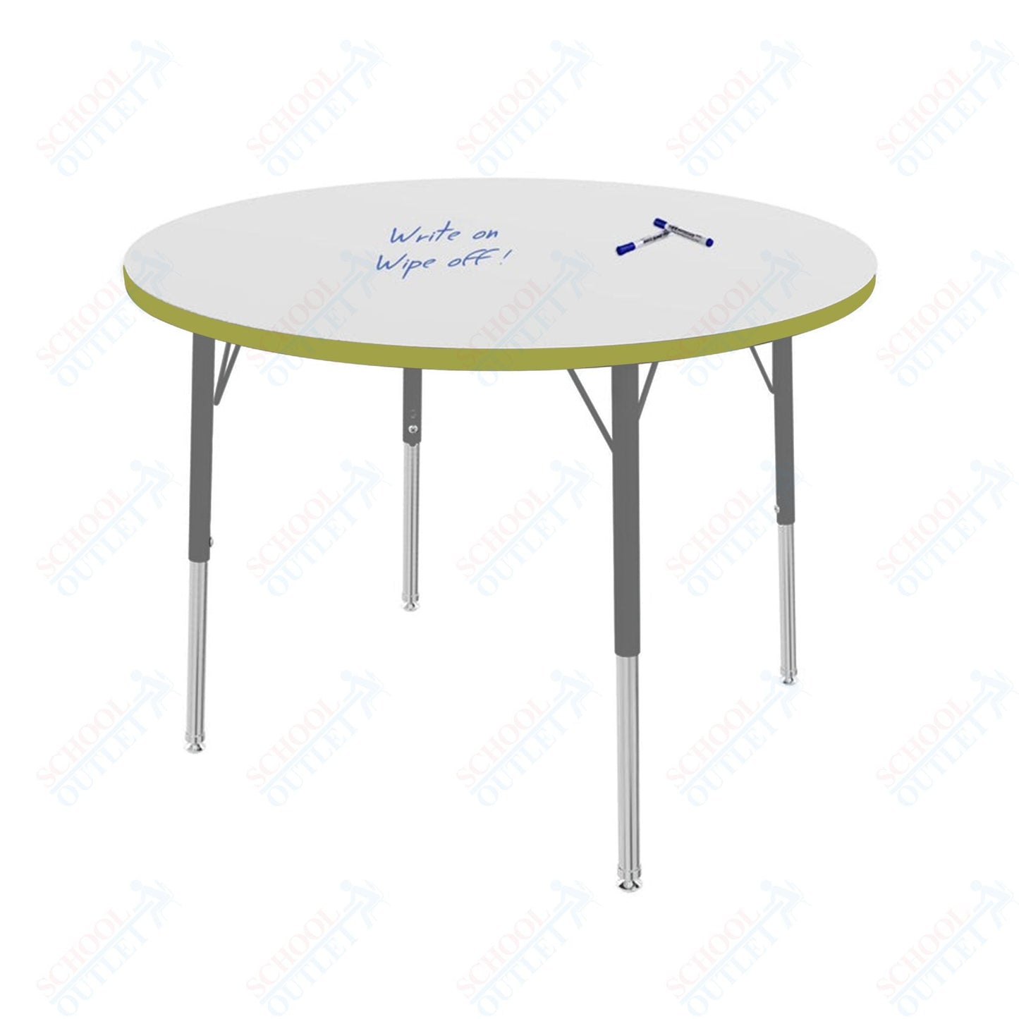 Marco MG2200 Series 36" Round Preschool Table w/ Dry Erase Top Adj Height 16" - 24" (MG2244 - DA) - SchoolOutlet