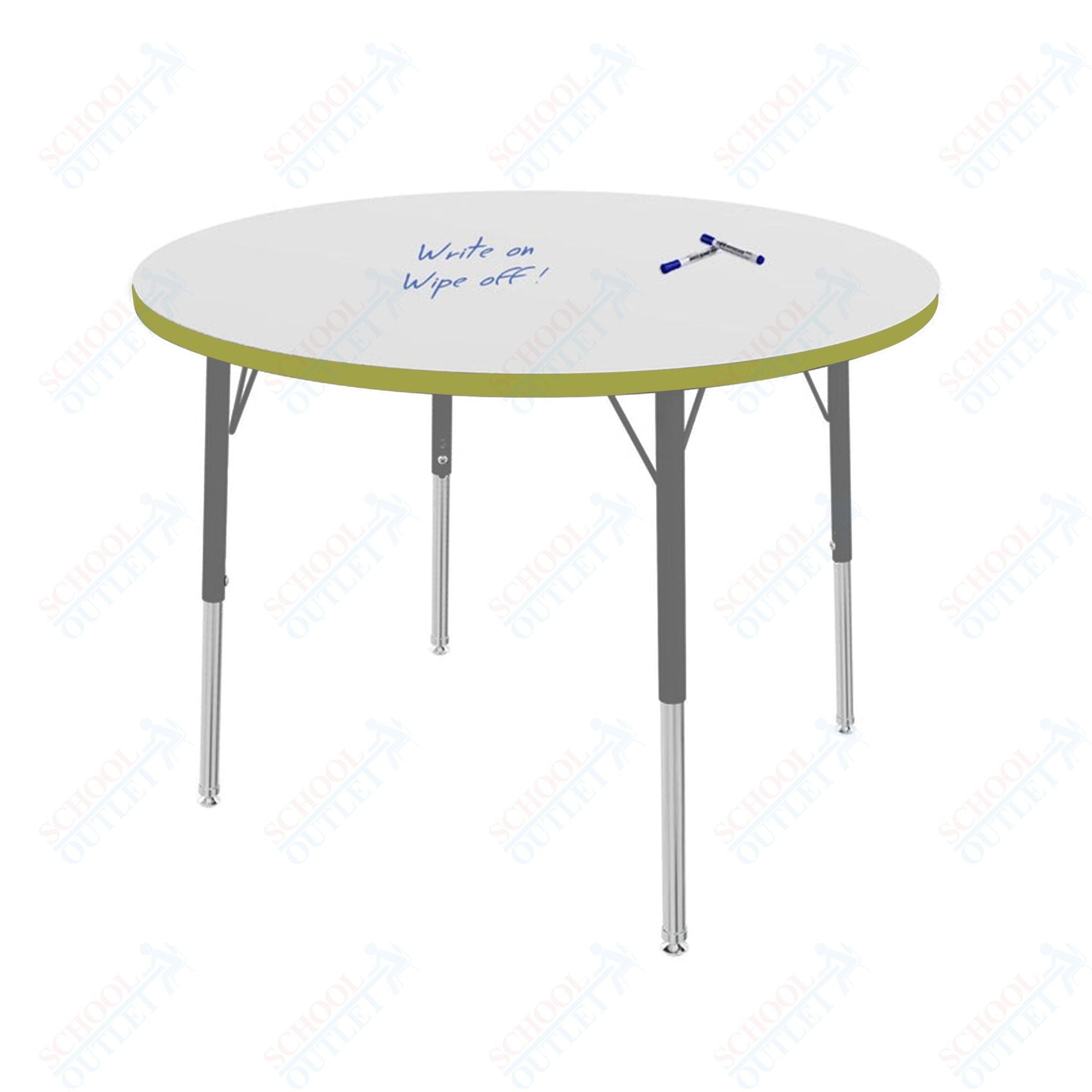 Marco MG2200 Series 36" Round Preschool Table w/ Dry Erase Top Adj Height 16" - 24" (MG2244 - DA) - SchoolOutlet