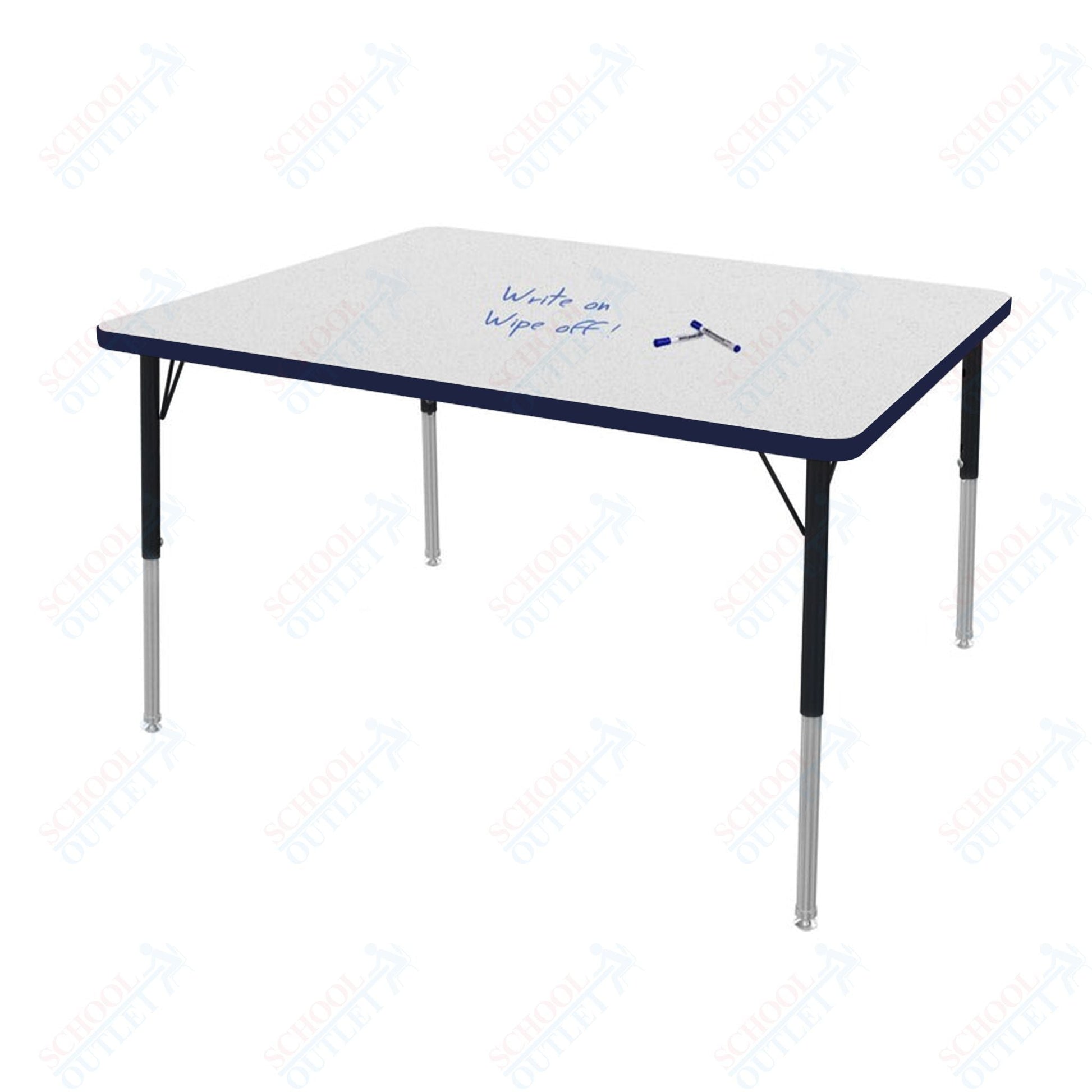 Marco MG2200 Series Rectangle Preschool Table w/ Dry Erase Top 36" x 48" Adj Height 16" - 24" (MG2246 - DA) - SchoolOutlet