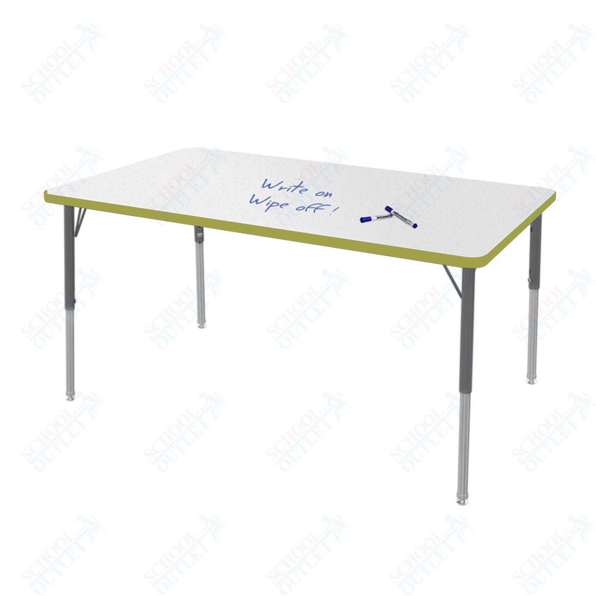Marco MG2200 Series Rectangle Preschool Table w/ Dry Erase Top 36" x 60" Adj Height 16" - 24" (MG2247 - DA) - SchoolOutlet
