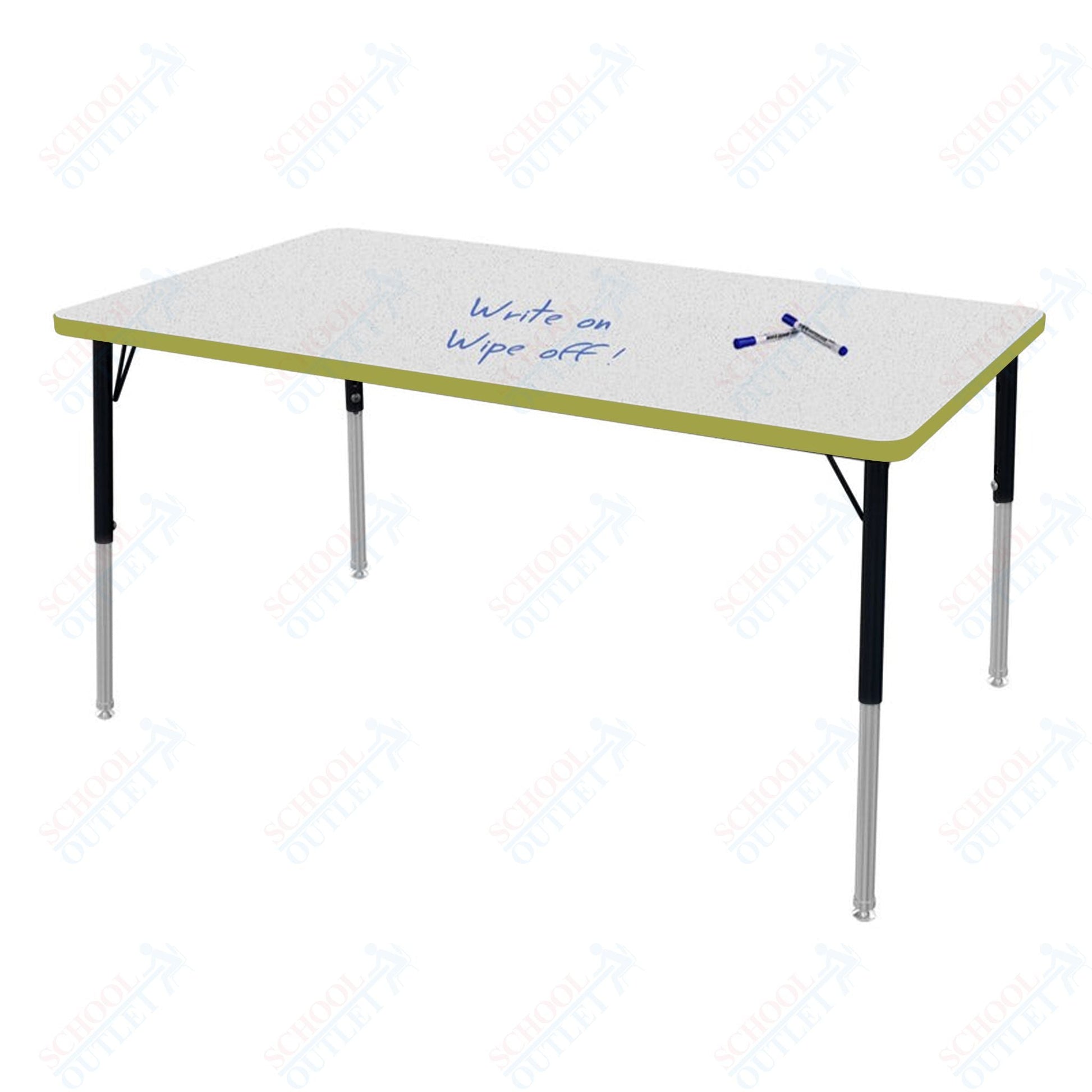 Marco MG2200 Series Rectangle Preschool Table w/ Dry Erase Top 42" x 60" Adj Height 16" - 24" (MG2250 - DA) - SchoolOutlet
