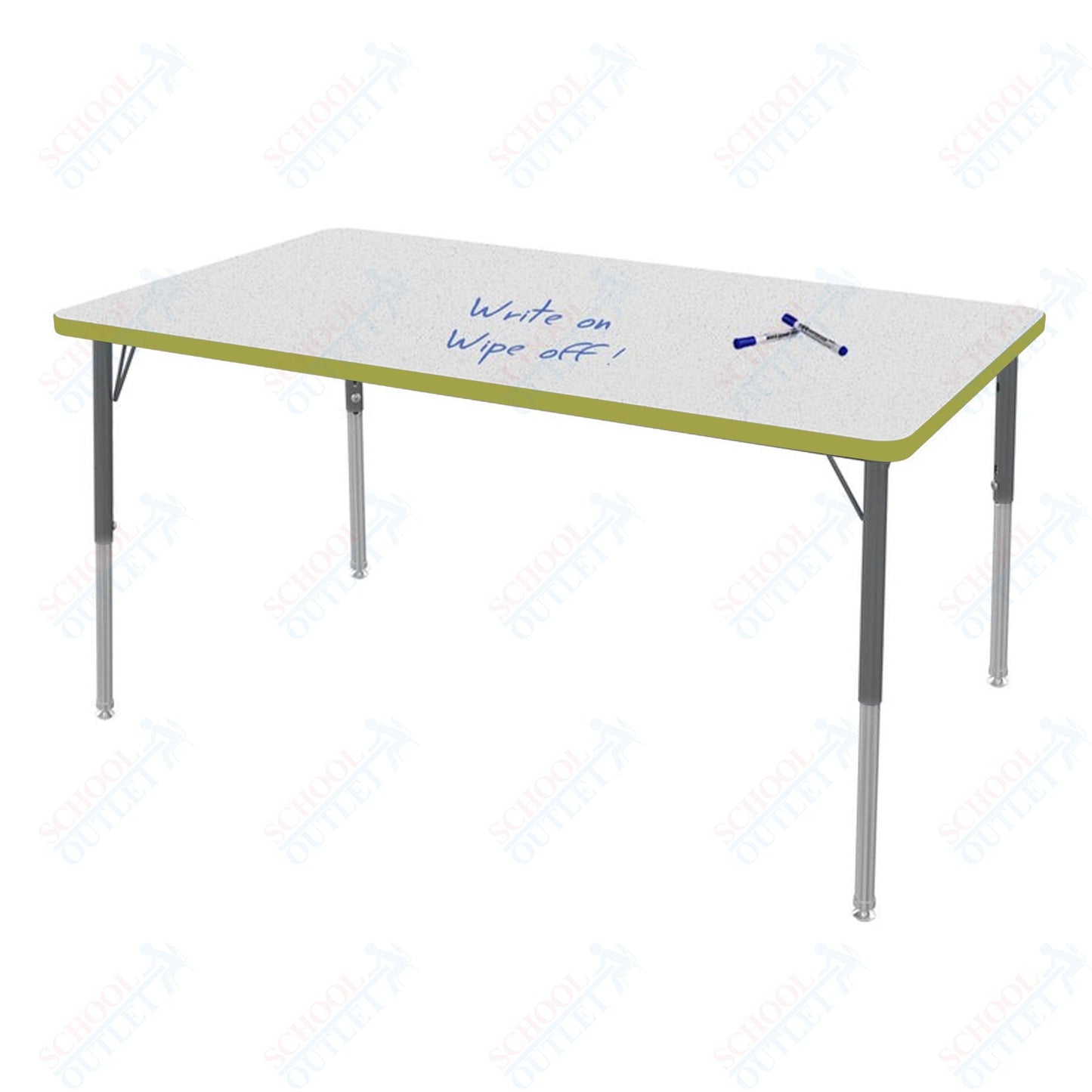 Marco MG2200 Series Rectangle Preschool Table w/ Dry Erase Top 42" x 60" Adj Height 16" - 24" (MG2250 - DA) - SchoolOutlet