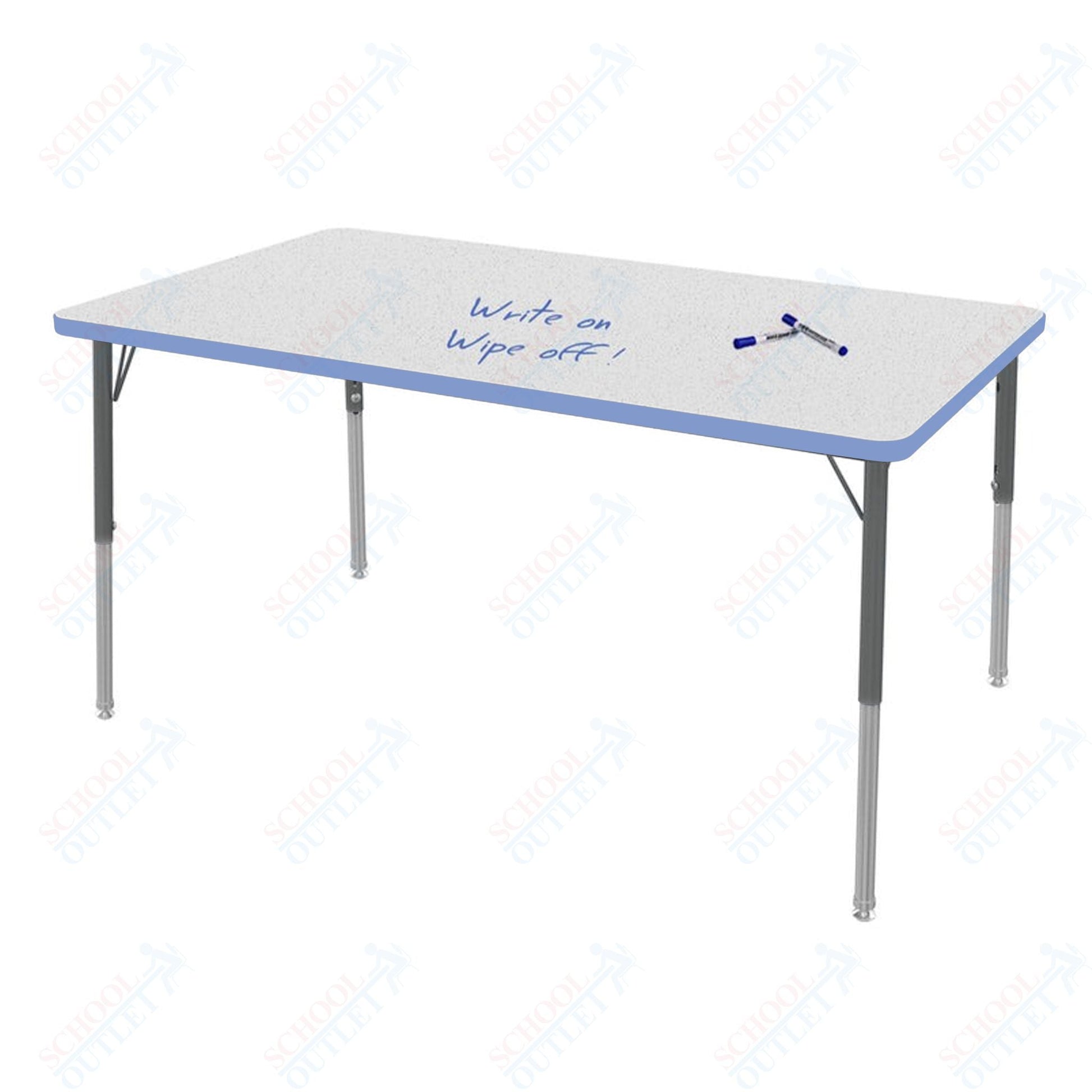 Marco MG2200 Series Rectangle Preschool Table w/ Dry Erase Top 42" x 60" Adj Height 16" - 24" (MG2250 - DA) - SchoolOutlet