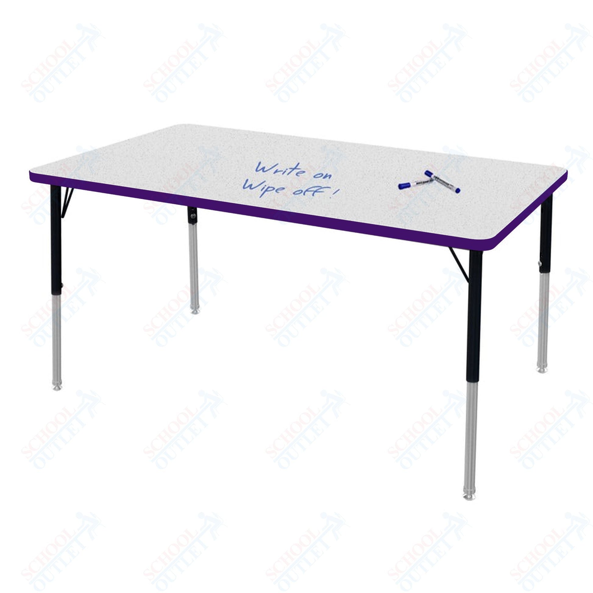 Marco MG2200 Series Rectangle Preschool Table w/ Dry Erase Top 42" x 60" Adj Height 16" - 24" (MG2250 - DA) - SchoolOutlet