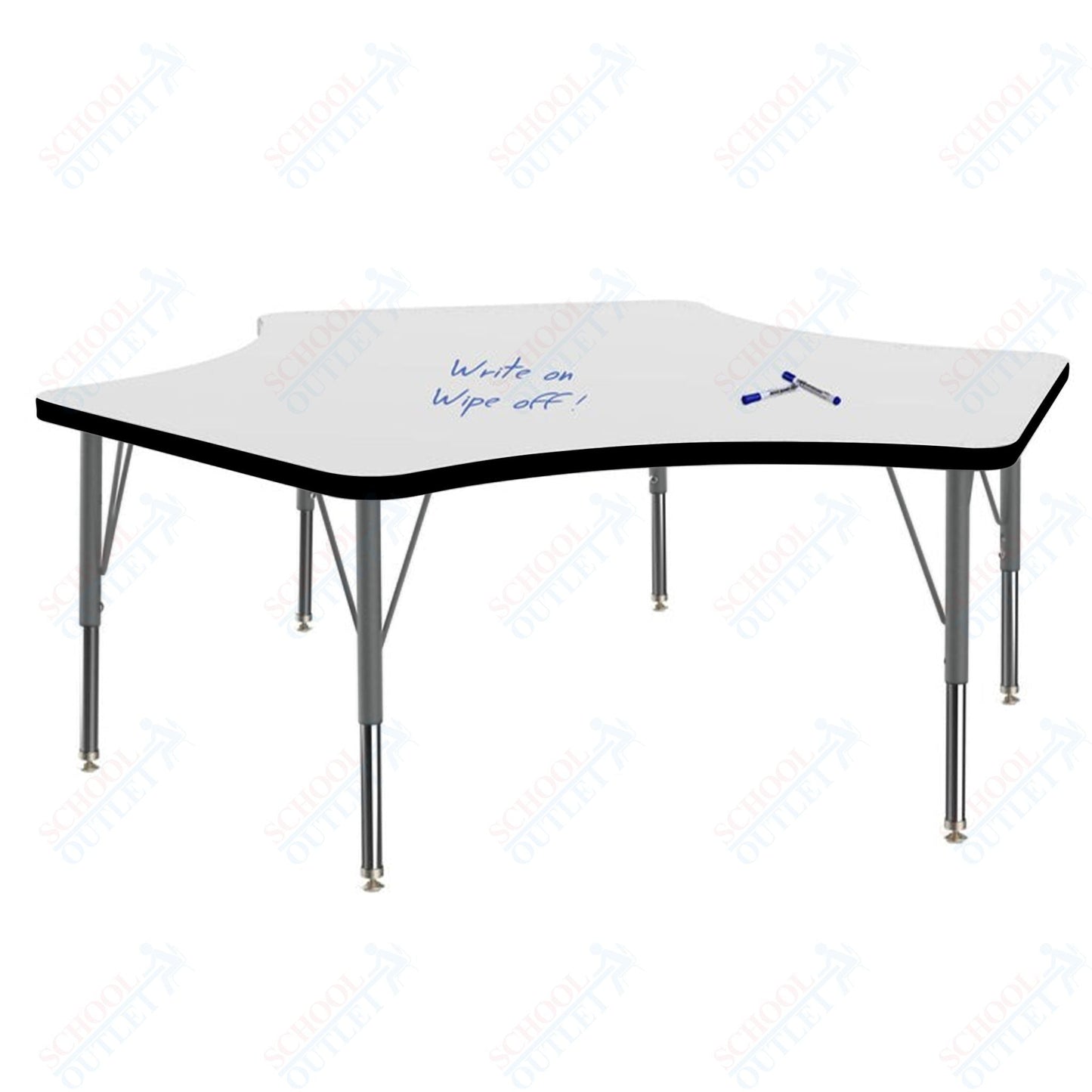 Marco MG2200 Series Delta Preschool Table w/ Dry Erase Top 60" x 60" Adj Height 16" - 24" (MG2251 - DA) - SchoolOutlet