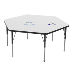 Marco MG2200 Series Hexagon Activity Table w/ Dry Erase Top 54.5" x 48" Adj Height 21"-30" (MG2254-DB)