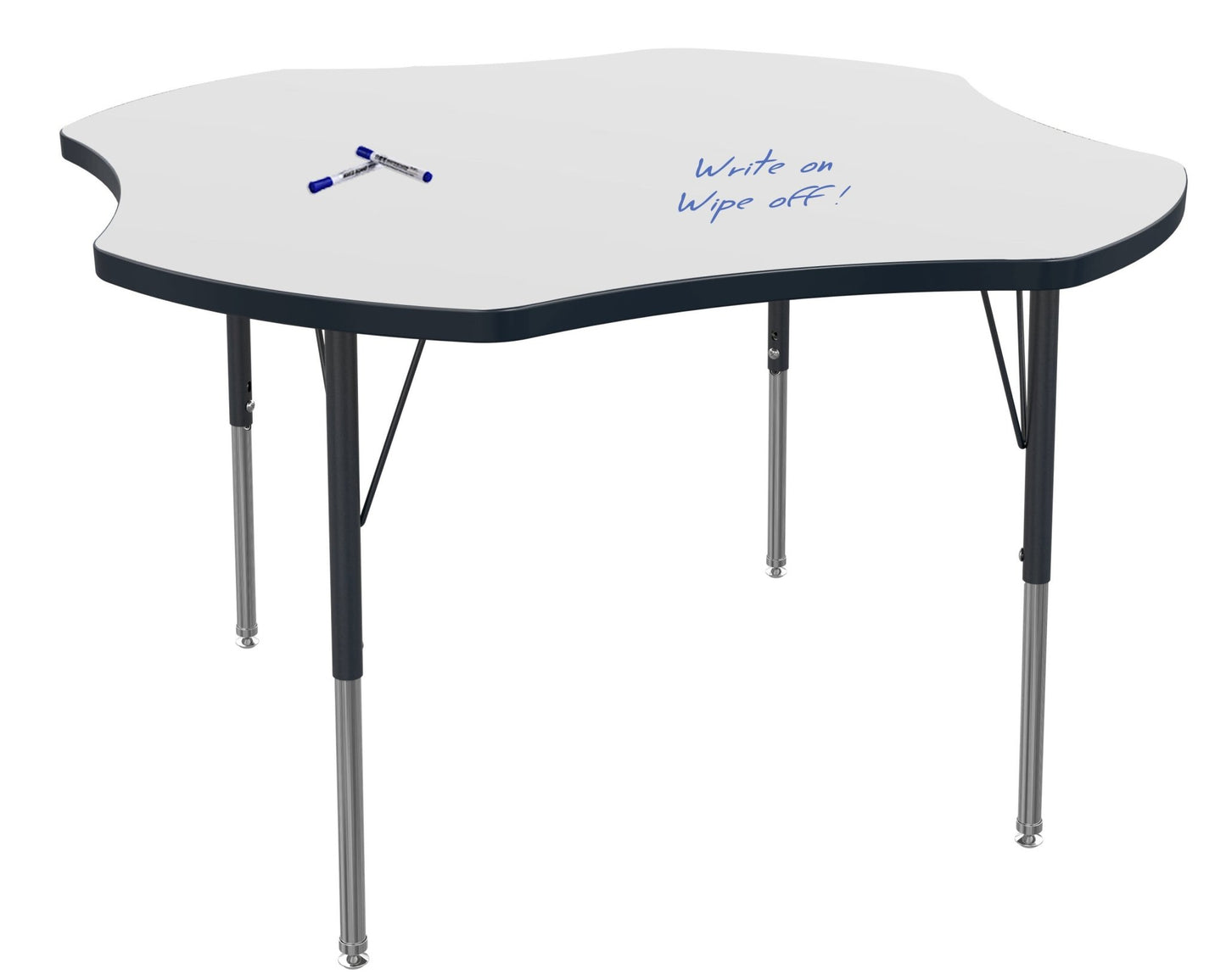 Marco MG2200 Series 48" Clover Activity Table w/ Dry Erase Top Adj Height 21" - 30" (MG2265 - DB) - SchoolOutlet