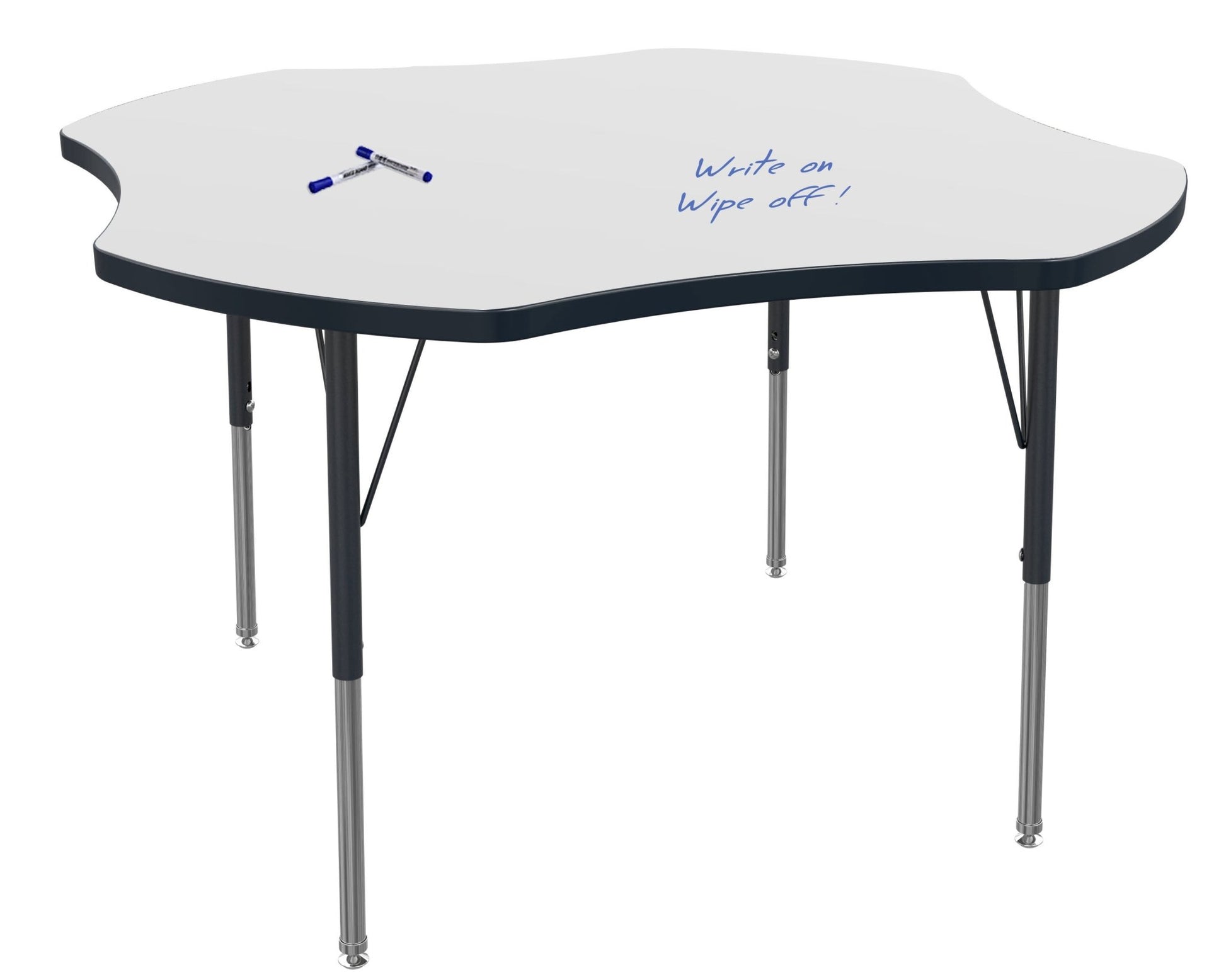 Marco MG2200 Series 48" Clover Activity Table w/ Dry Erase Top Adj Height 21" - 30" (MG2265 - DB) - SchoolOutlet