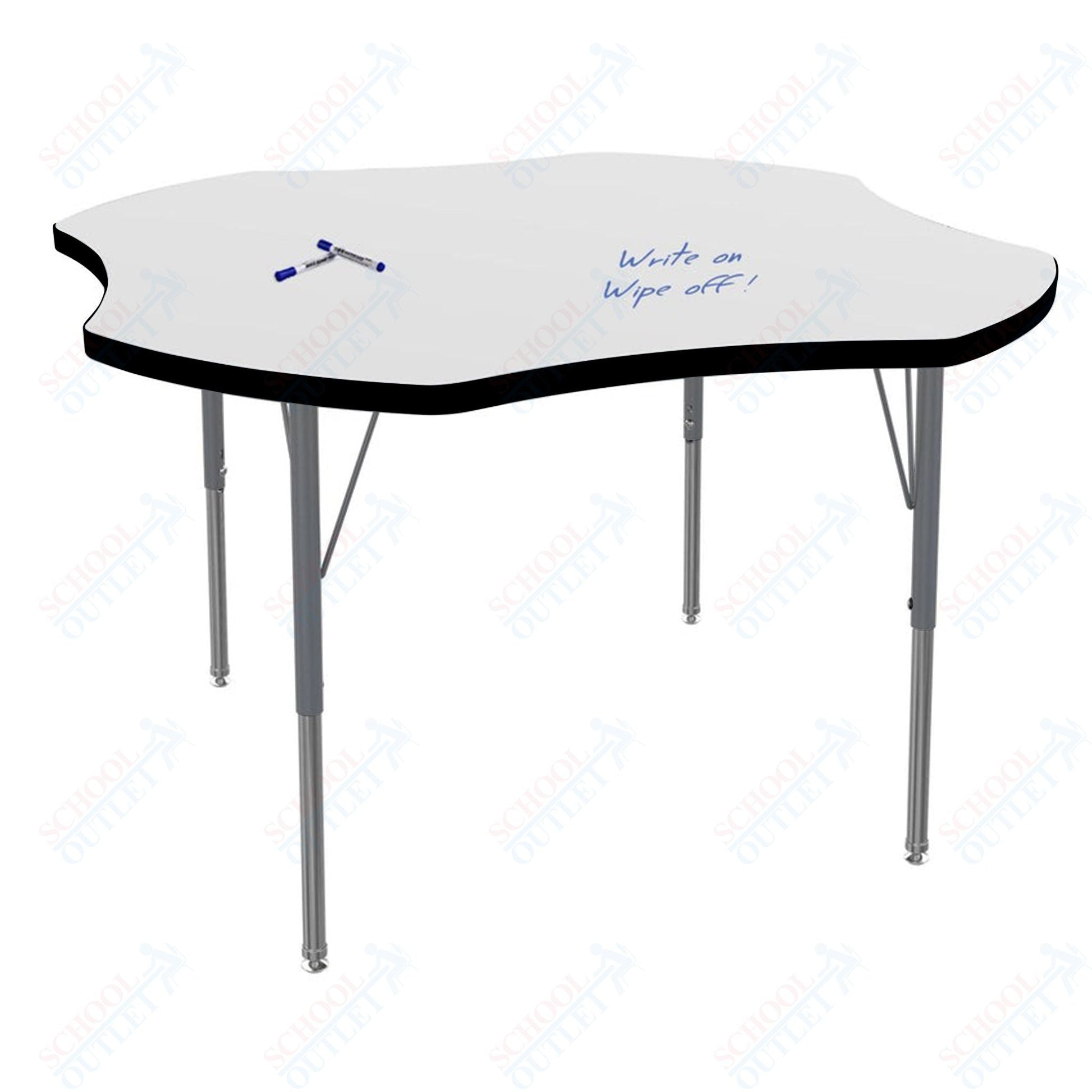 Marco MG2200 Series 48" Clover Activity Table w/ Dry Erase Top Adj Height 21" - 30" (MG2265 - DB) - SchoolOutlet