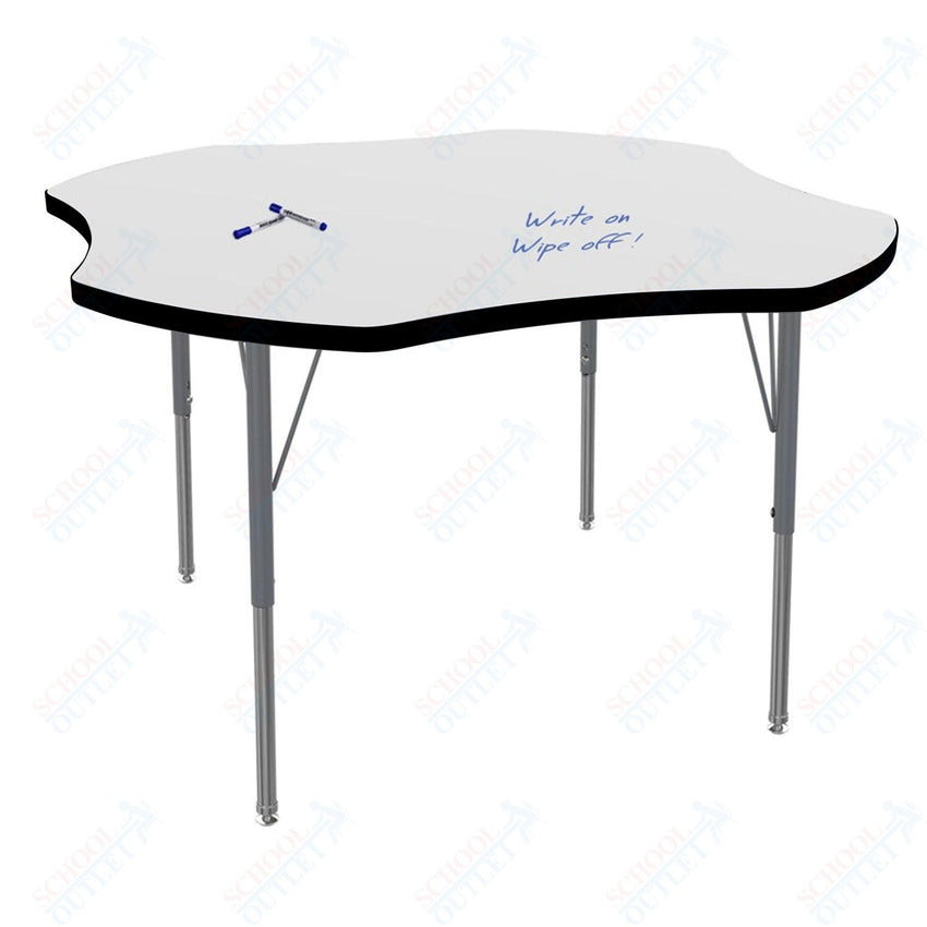 Marco MG2200 Series 48" Clover Activity Table w/ Dry Erase Top Adj Height 21" - 30" (MG2265 - DB) - SchoolOutlet