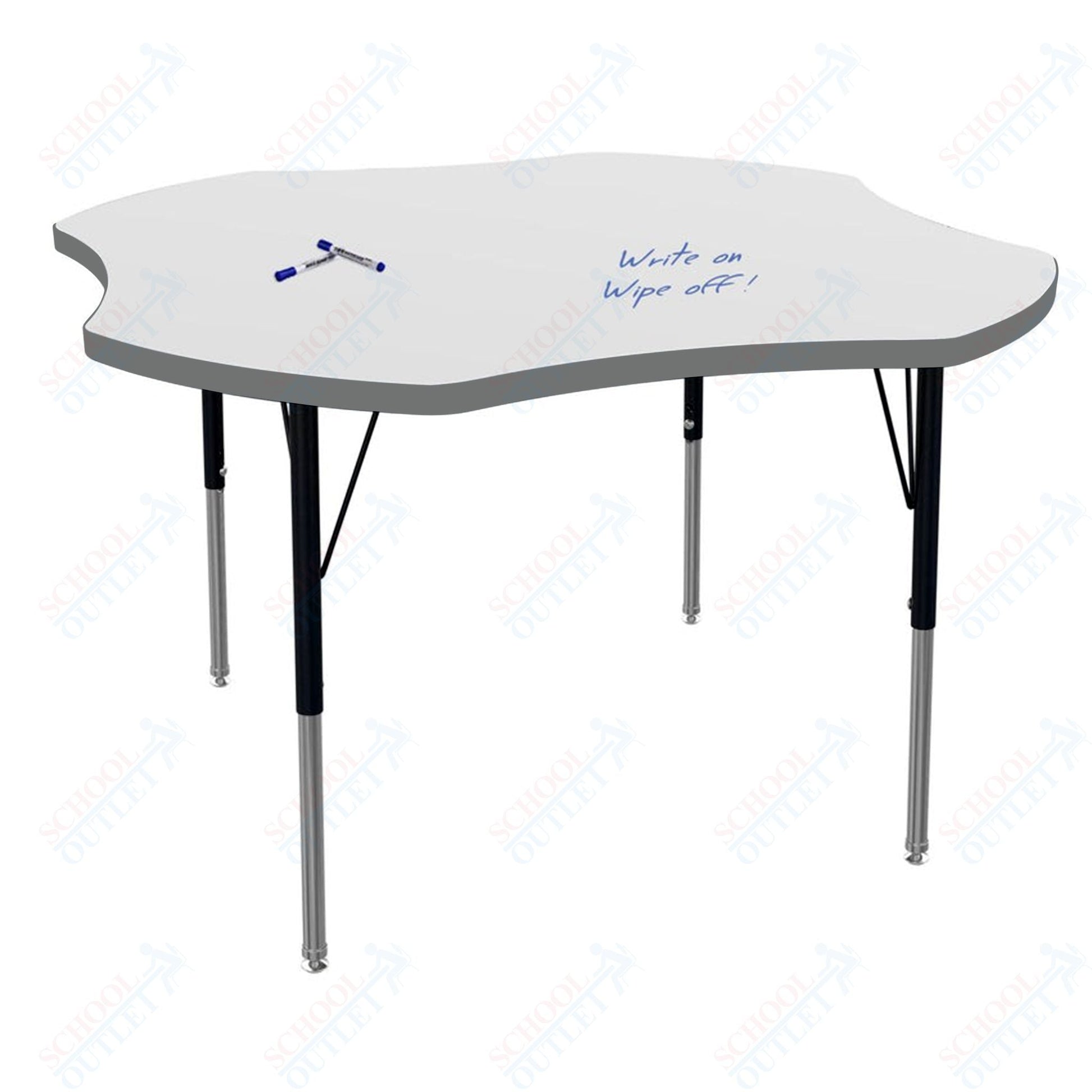 Marco MG2200 Series 48" Clover Activity Table w/ Dry Erase Top Adj Height 21" - 30" (MG2265 - DB) - SchoolOutlet