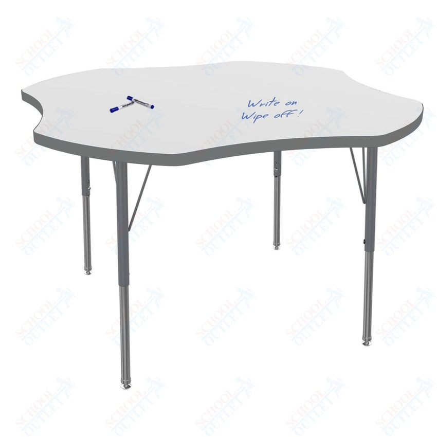 Marco MG2200 Series 48" Clover Activity Table w/ Dry Erase Top Adj Height 21" - 30" (MG2265 - DB) - SchoolOutlet